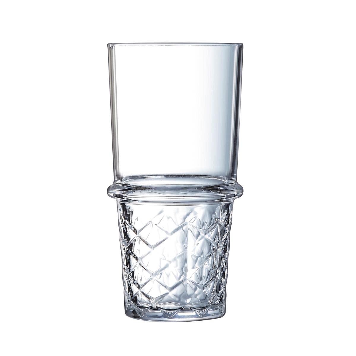 Arcoroc ARC N4136 New York 400ml Drinking Glasses - Set of 6 Clear Glass Tumblers for Water, Juice, Iced Tea - Perfect for Home, Restaurant & Party Use