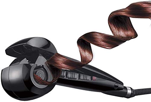 Professional Automatic Rotating Steam Ceramic Hair Straightener & Curling Iron Wand - Black | Salon-Grade Styling Tool for Smoothing, Straightening & Creating Curls at Home or On-The-Go