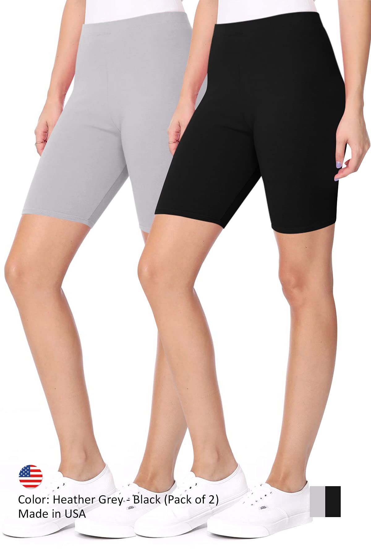 FashionJOA Women's High Waist Yoga Shorts - Seamless Stretchy Workout Biker Shorts for Running, Gym & Lounge - 2 Pack (Black/Black) | Perfect for Yoga, Pilates, Cycling & Everyday Comfort