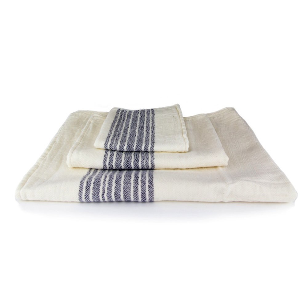 Premium Kontex Organic Cotton Towels from Imabari Japan - Ultra Soft & Absorbent Bath Towel Set (3-Pack, Navy Blue) - Perfect for Spa, Gym & Luxury Home Use