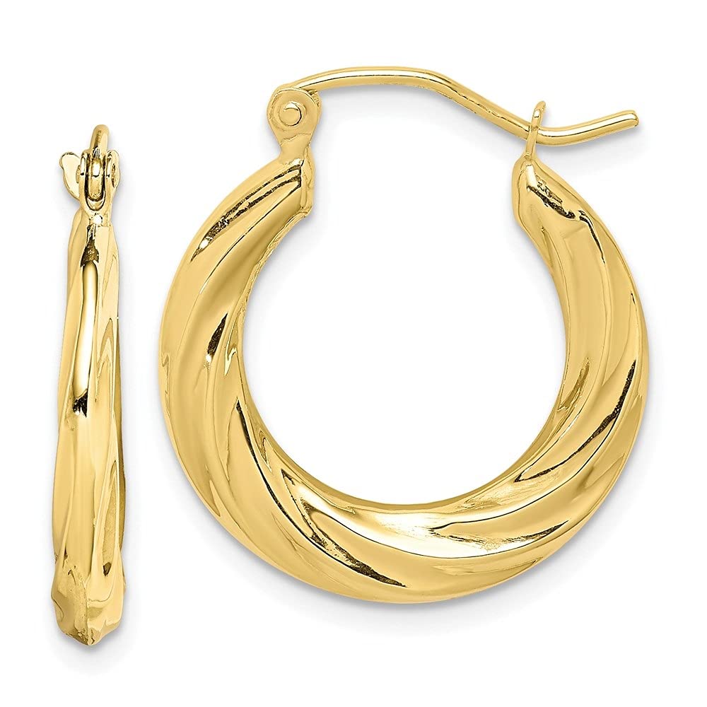 10K Yellow Gold Small Hoop Earrings for Women - Dainty Fancy Diamond Hoops - Elegant Everyday Jewelry for Work, Date Night & Special Occasions