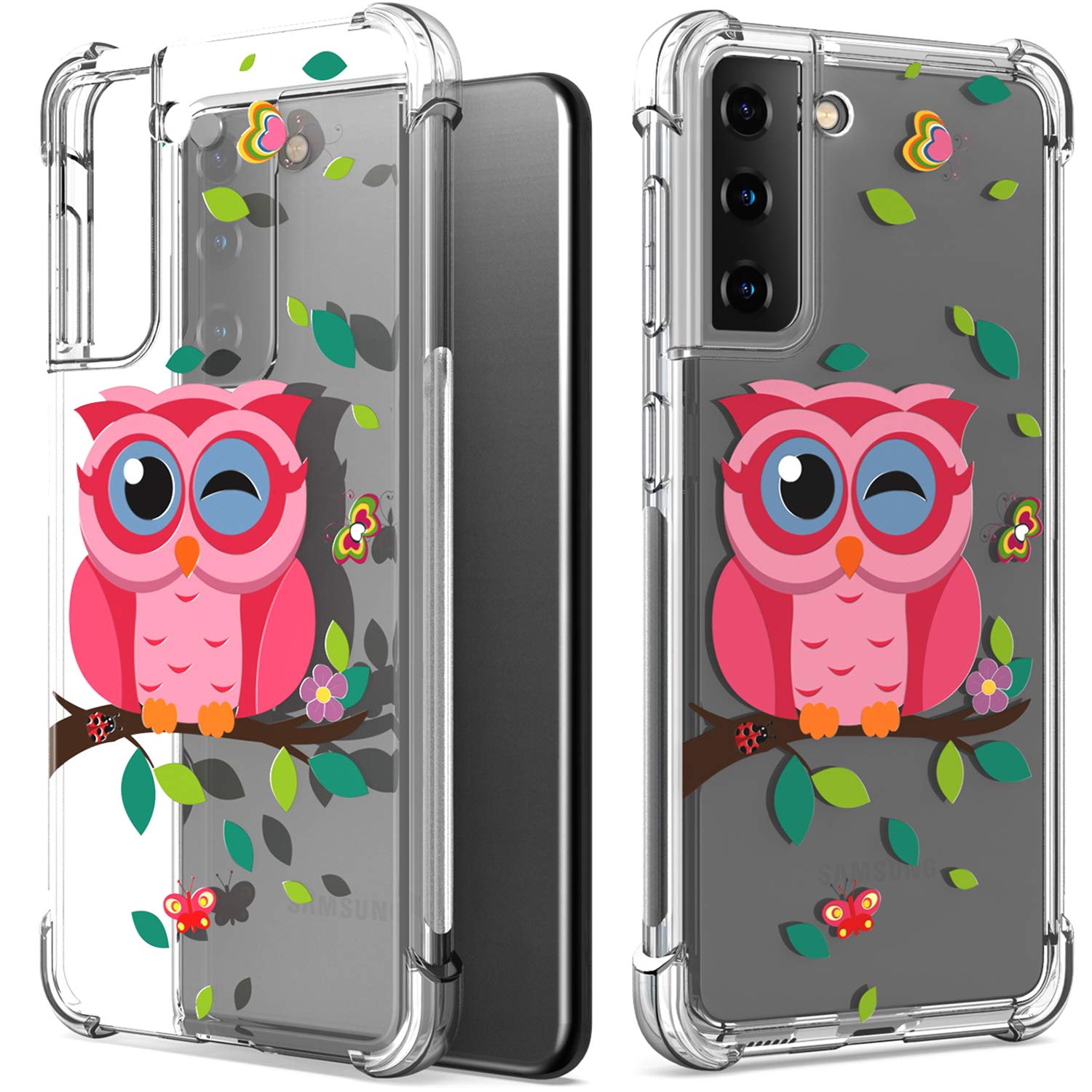 CoverON Slim Flexible TPU Clear Phone Case for Samsung Galaxy S21 Plus 5G - Owl Design | Perfect for Everyday Protection & Style