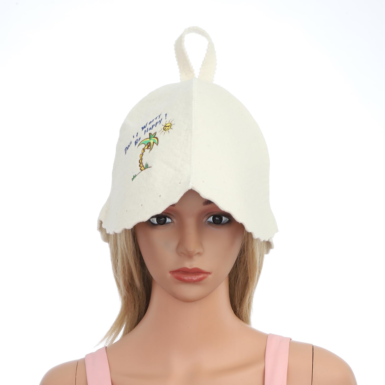 Agoky Wool Sauna Hat for Men & Women - Breathable Anti-Heat Sauna Hood Cap - White Sauna Accessories for Spa, Steam Room & Home Relaxation