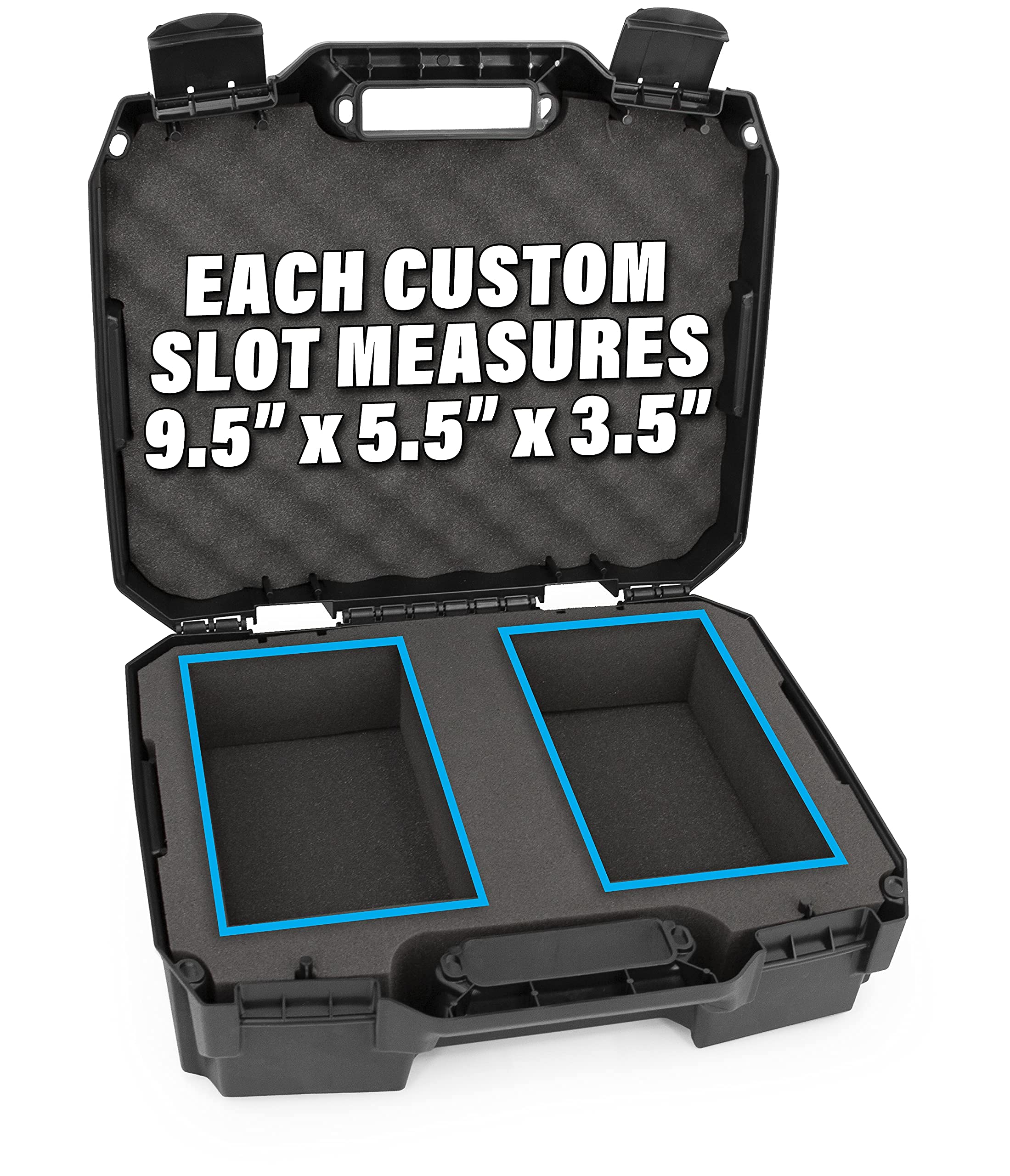 CASEMATIX Graded Card Case - Heavy Duty Storage Box for 60+ BGS PSA FGS SGC Graded Sports Cards | Impact Resistant Dual Foam Slots | Perfect for Collectors, Trading & Display - Portable Card Protector for Conventions & Travel