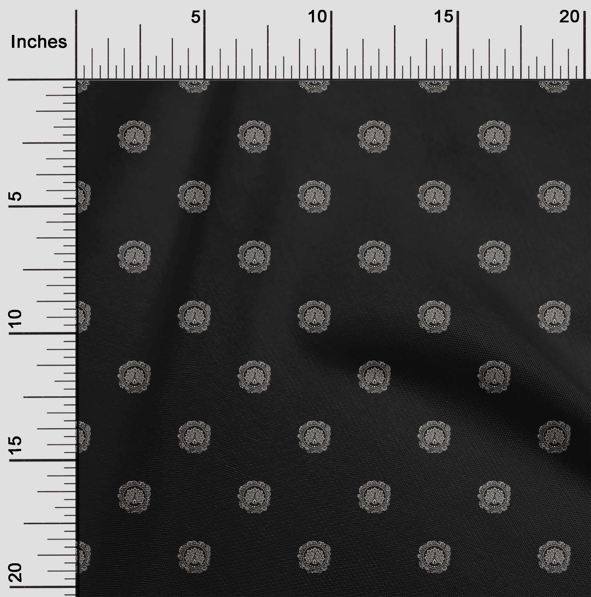 Premium Stretch Polyester Spandex Black Printed Fabric by the Yard - 56
