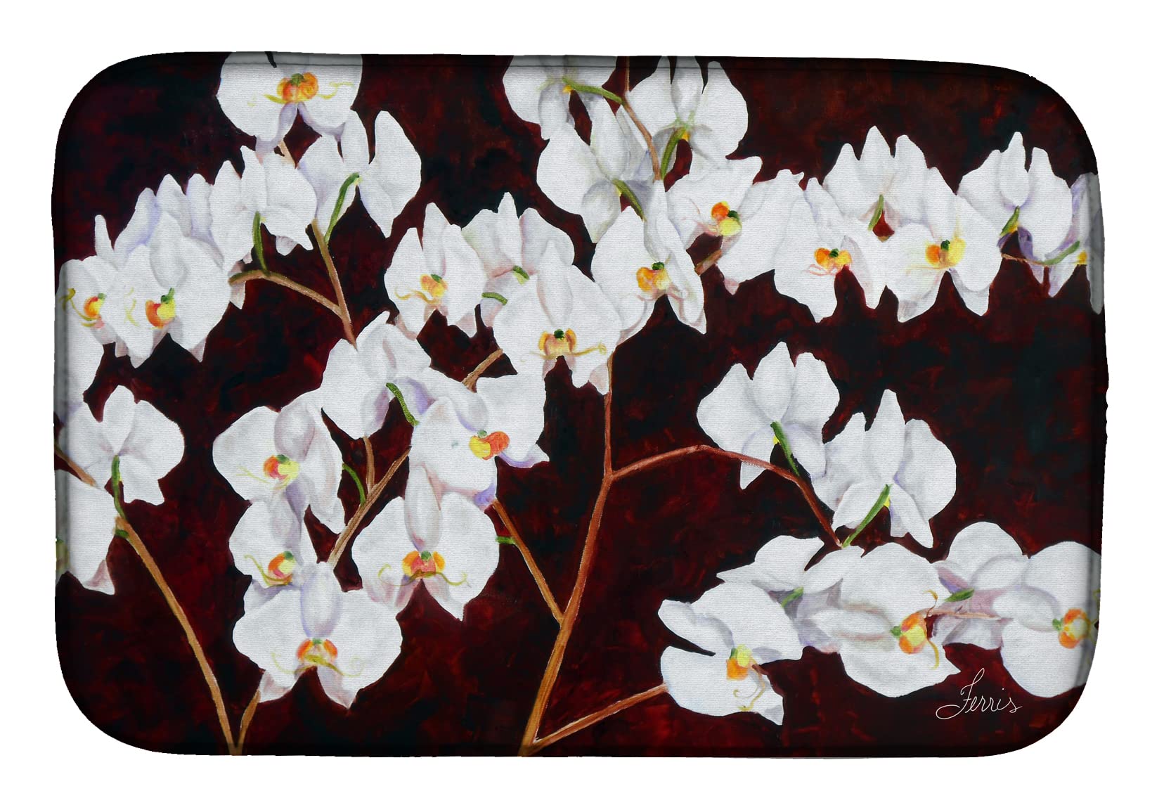 Caroline's Treasures FHC1003DDM Orchids Dish Drying Mat - Absorbent Kitchen Countertop Pad (14x21 Inch) | Multicolor Non-Slip Dish Drainer for Sink, Counter & Cabinet Protection