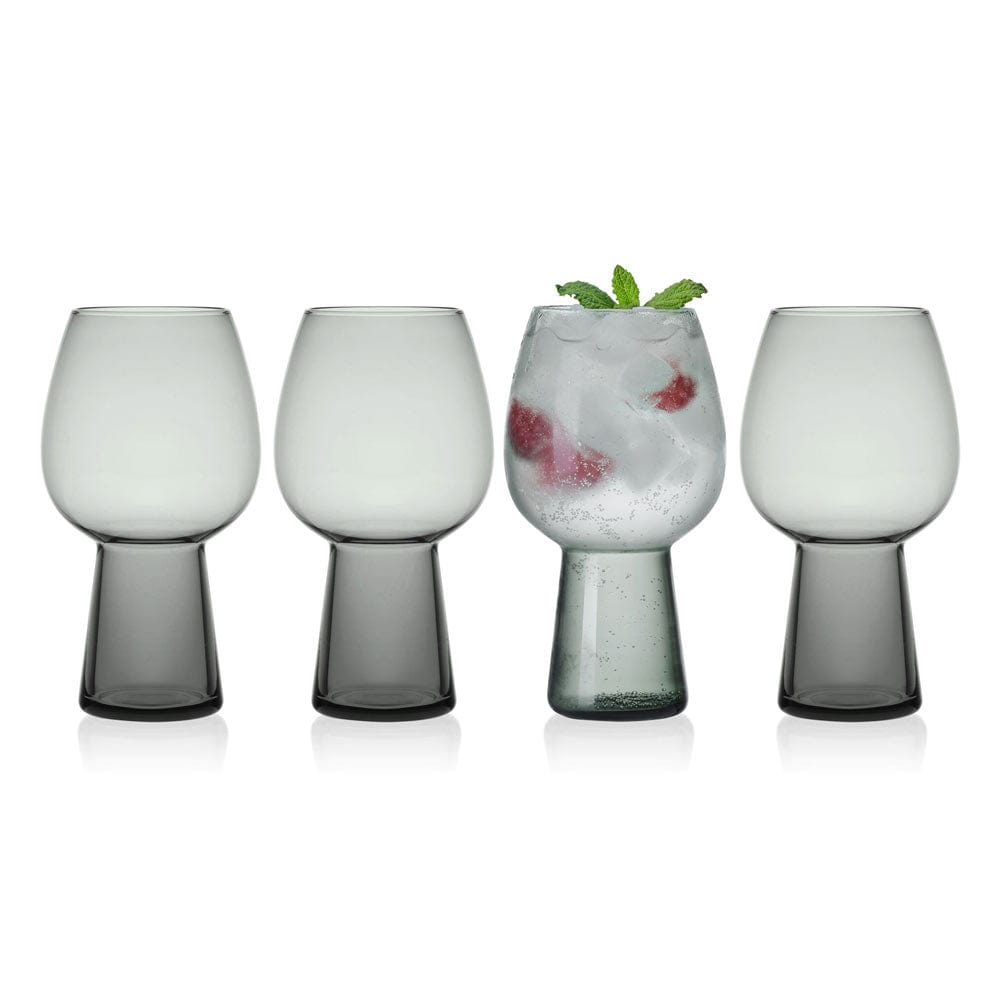 Phoebe Smoke Set of 4 Elegant Goblet Beverage Glasses for Wine, Cocktails & Party Decor - Perfect for Weddings, Dinner Parties & Home Bar