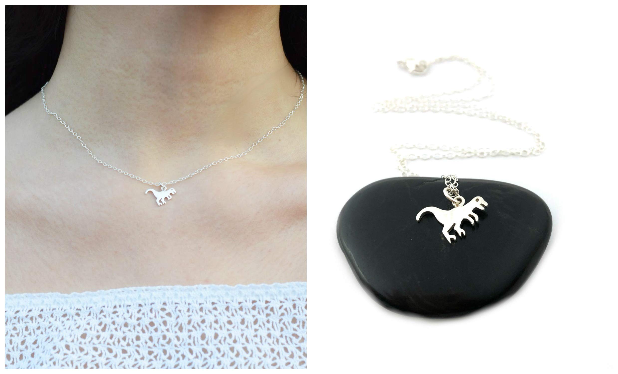 Tyrannosaurus Rex Dinosaur Charm Necklace - Sterling Silver Jewelry for Women & Men | Perfect Gift for Dinosaur Lovers, Birthday, Anniversary & Everyday Wear