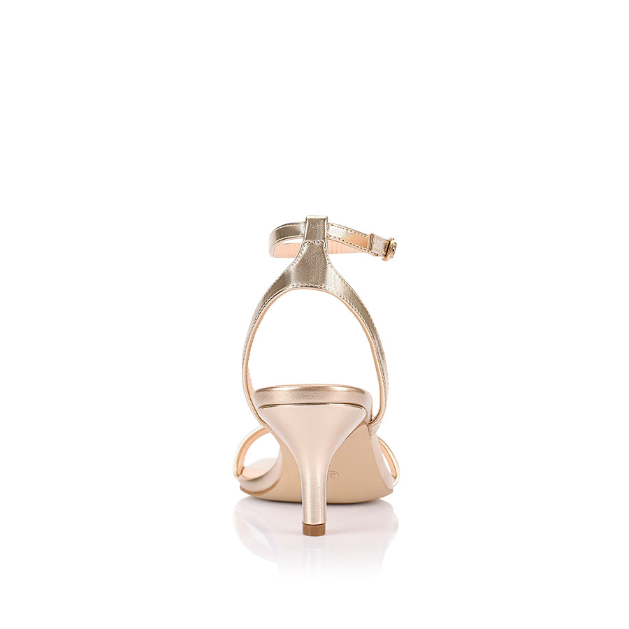 Tally Kitten Heel Sandals for Women - Elegant Champagne Gold Strappy Summer Dress Sandals | Perfect for Weddings, Parties & Date Nights
