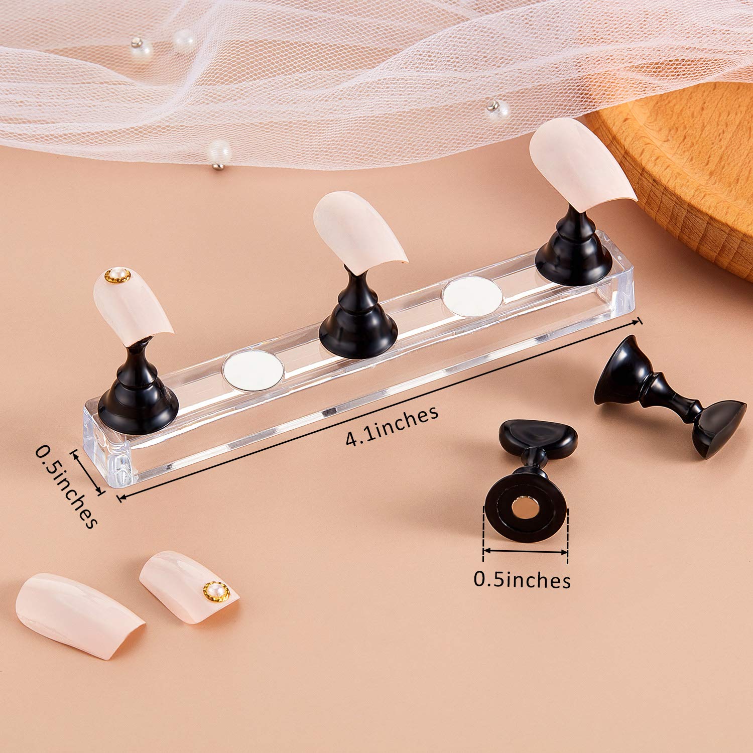 Blulu 2 Sets Magnetic Acrylic Nail Display Stand - Press on Nails Practice Holder for DIY Nail Art, False Nails & Manicure Tools - Perfect for Home Salon, Nail Artists & Beginners (Black)