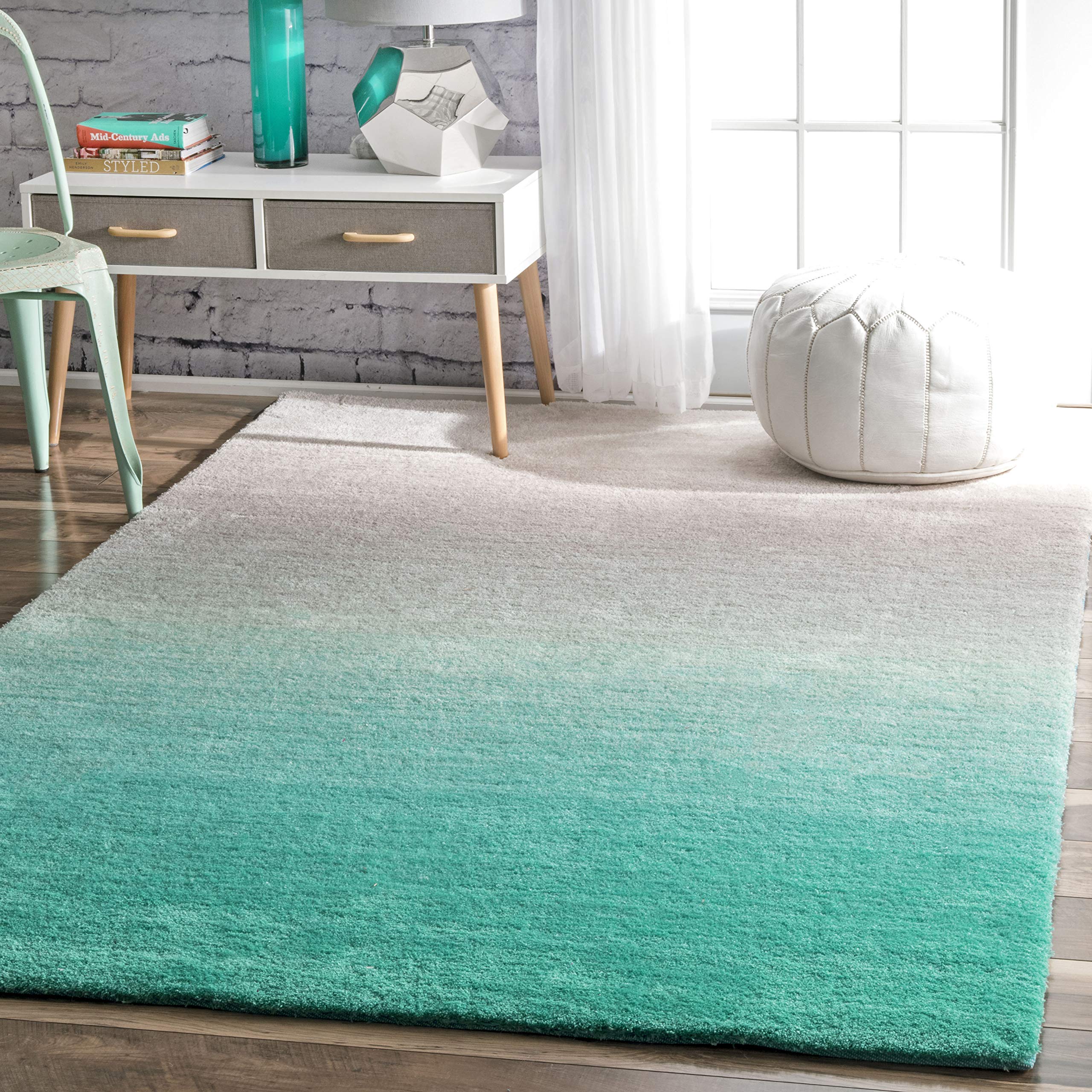 nuLOOM Ana Ombre Shag Area Rug 3' x 5' - Soft Plush Turquoise Shaggy Rug for Living Room, Bedroom, Nursery & Dorm Decor