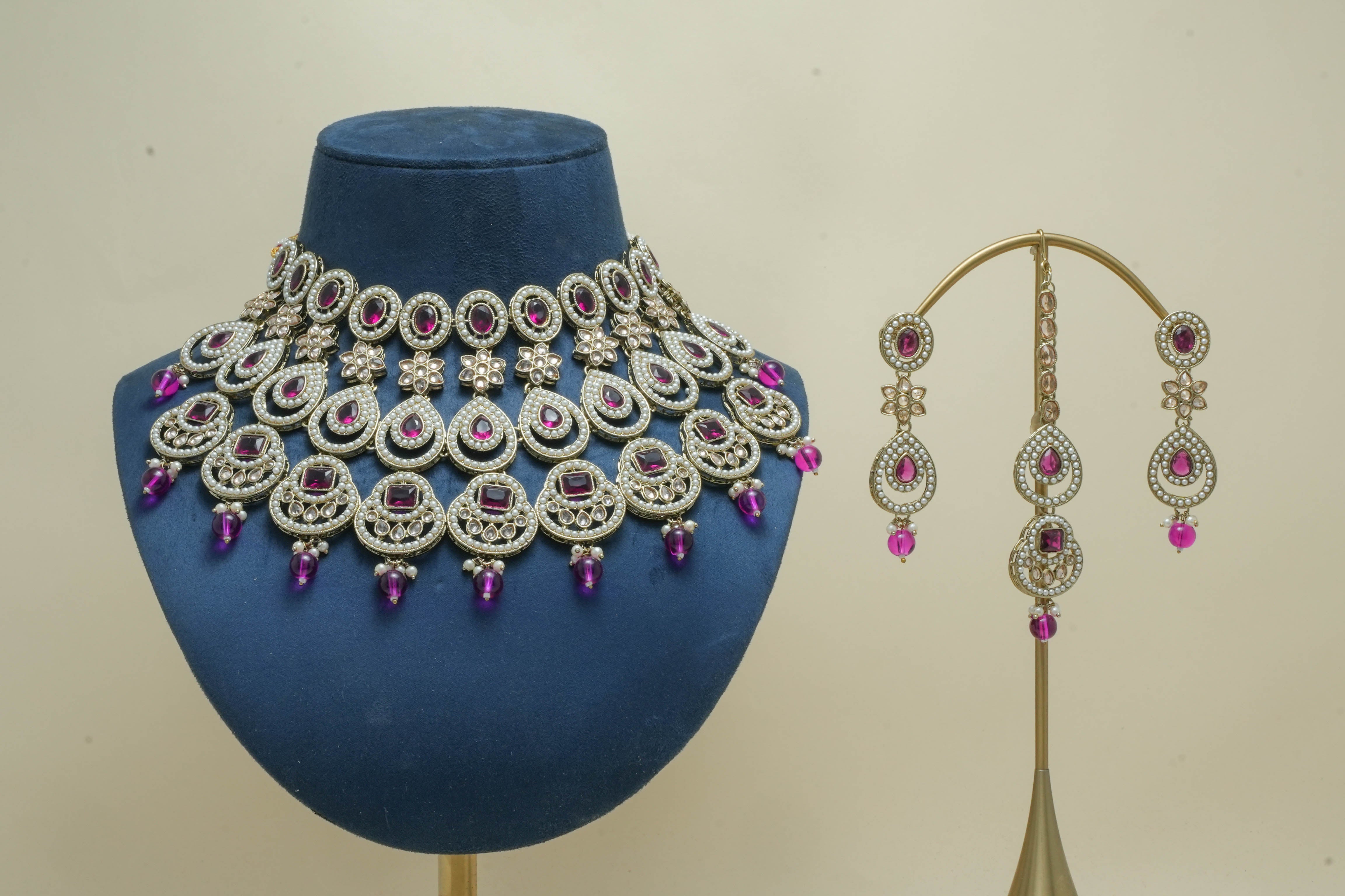 SONIA POLKI Full Set Jewelry - Elegant Indian Necklace & Earrings Set for Women | Perfect for Weddings, Parties & Festive Occasions