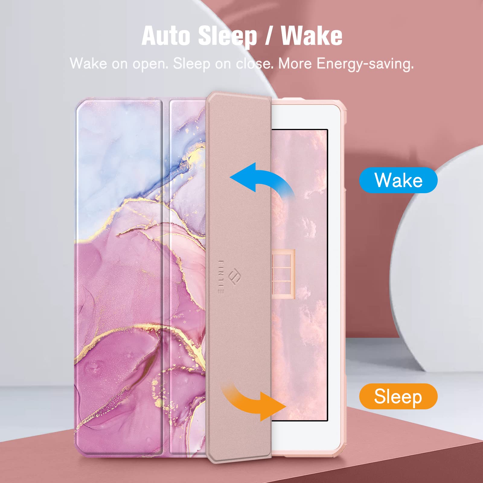 Fintie Hybrid Slim Case for iPad 6th/5th Generation (2018/2017) & iPad Air 2/Air 1 (9.7 Inch) - Shockproof Protective Cover with Clear Transparent Back Shell & Built-in Pencil Holder | Glittering Marble Design | Perfect for Work, School & Travel