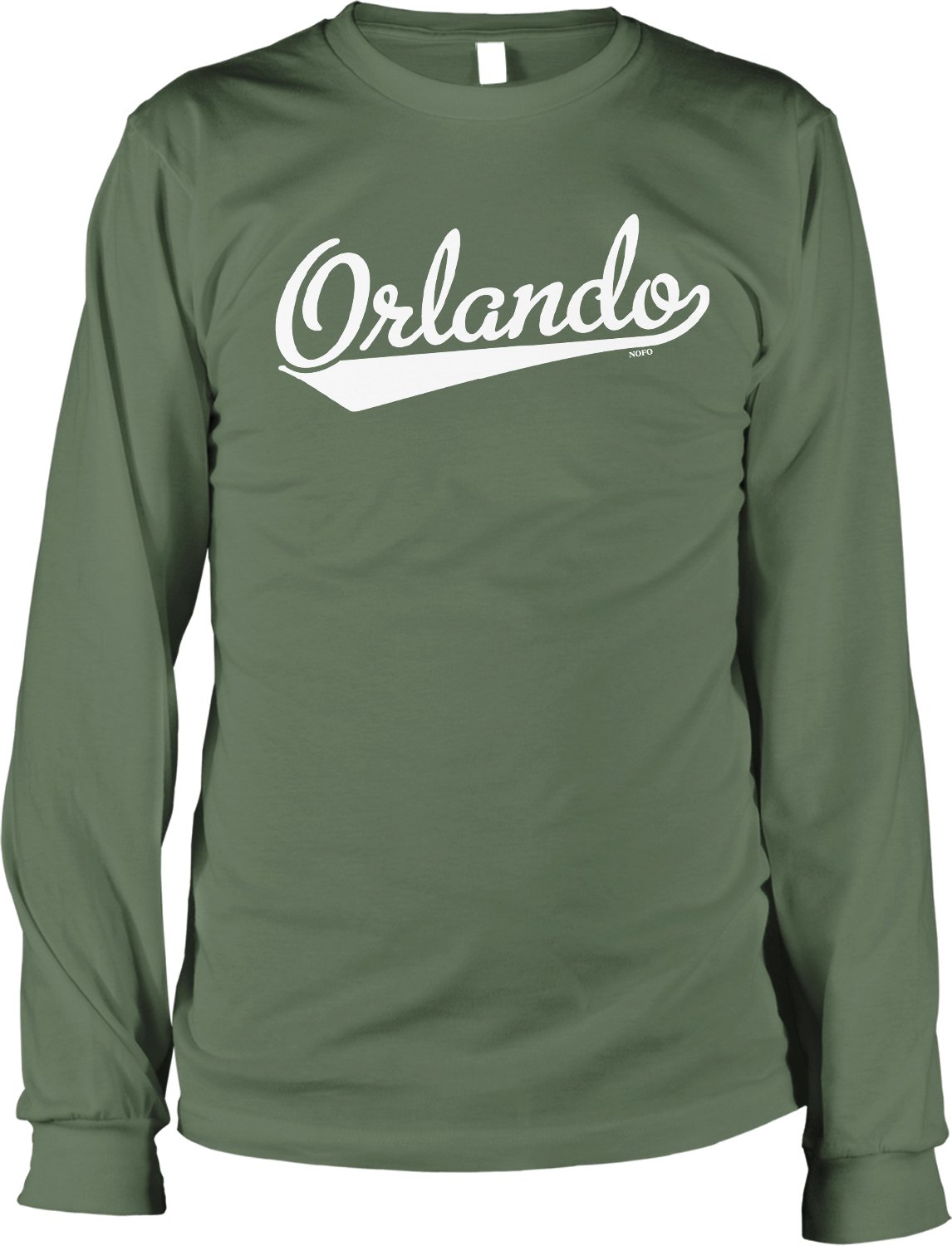NOFO Clothing Co Orlando Script Baseball Font Men's Long Sleeve Shirt - Vintage Style Baseball Jersey for Men, Casual Wear & Sports Fan Apparel - Perfect for Game Day, Streetwear & Everyday Outfits