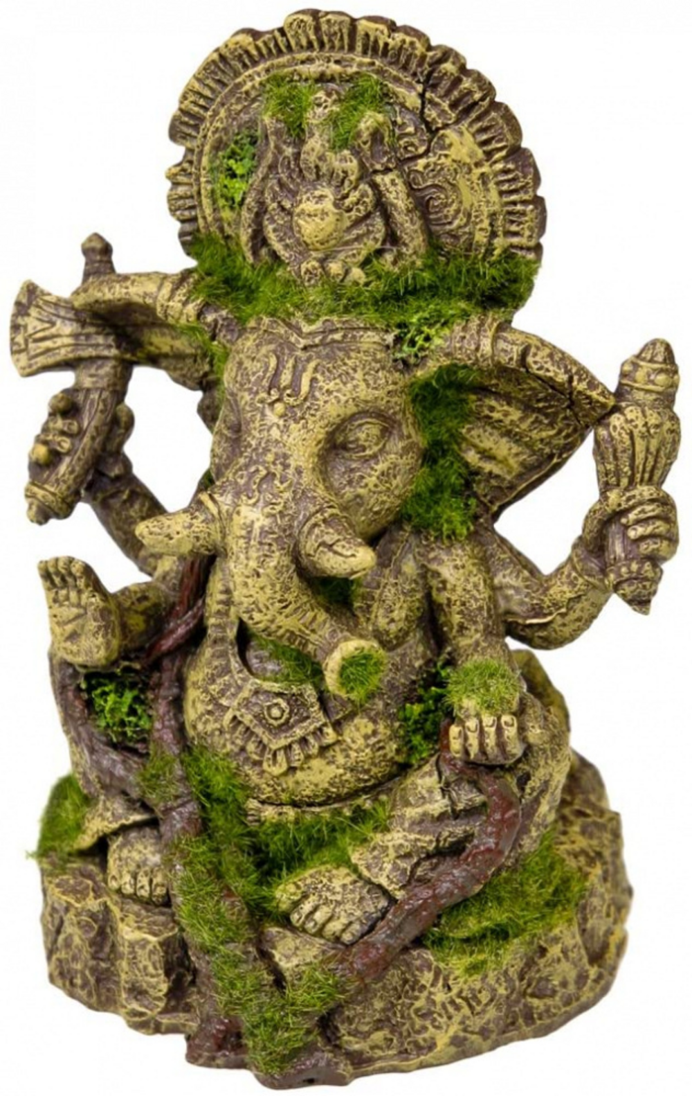 Blue Ribbon Exotic Environments Ganesha Statue with Moss Tank Accessory - Hindu God Home Decor for Meditation & Yoga Spaces