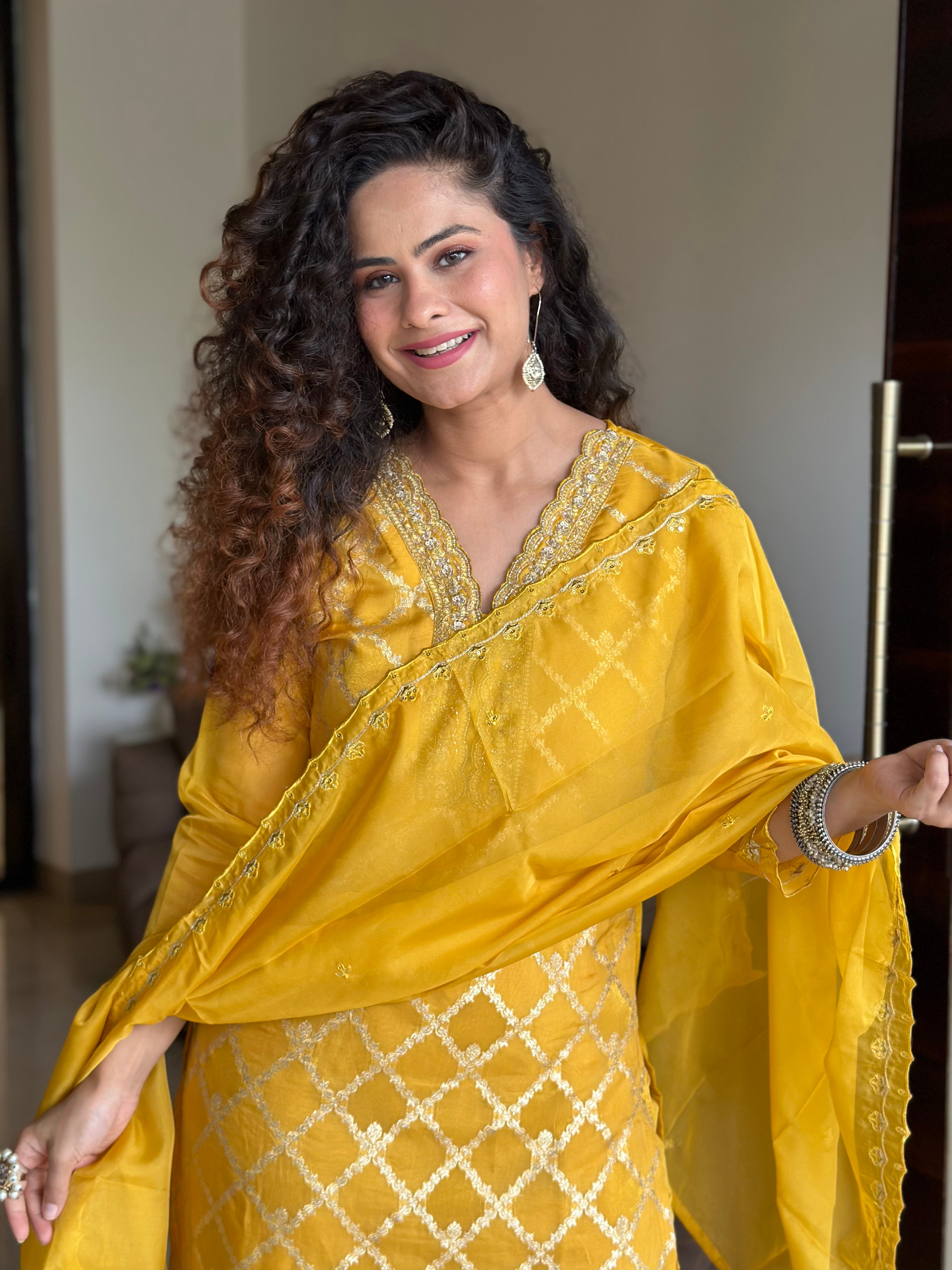 Stylish Bright Yellow Kurta Suit Set for Women | Traditional Indian Ethnic Outfit | Perfect for Festivals, Weddings & Special Occasions