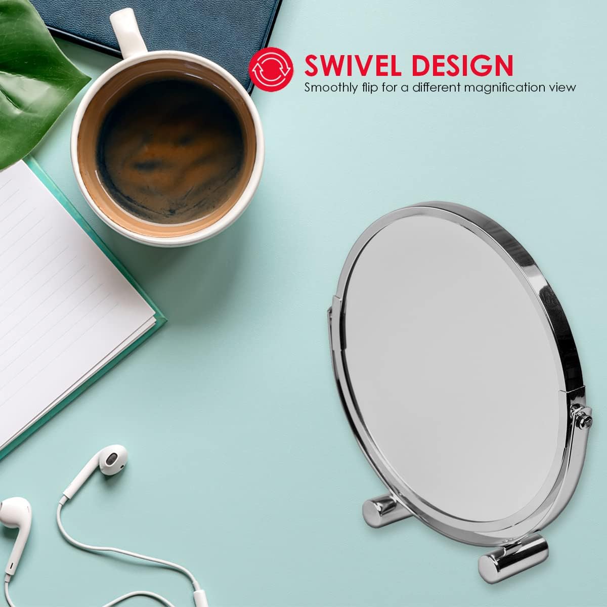 Heavy Duty Chrome Plated Steel Round Bathroom Mirror - Silver Cosmetic Makeup Vanity Mirror for Home & Salon Use