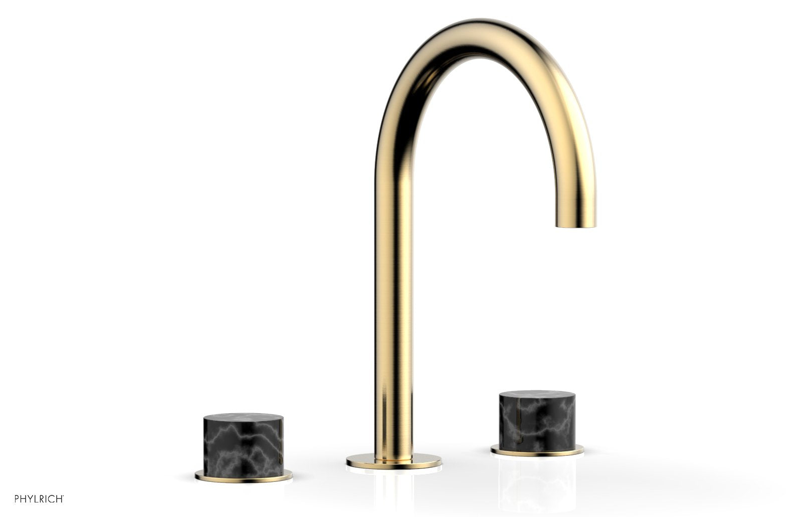 Premium BASIC II Widespread Bathroom Faucet with Black Marble Handles - 8 Inch Centerset, Matte Black Finish for Modern Vanities - Perfect for Guest Bathrooms & Powder Rooms