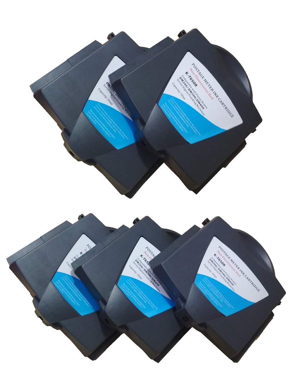 5-Pack Compatible Red Ink Cartridge Replacement for PB DM200 DM225 DM250 DM300 Postage Meter - Perfect for Mailing, Shipping & Office Use