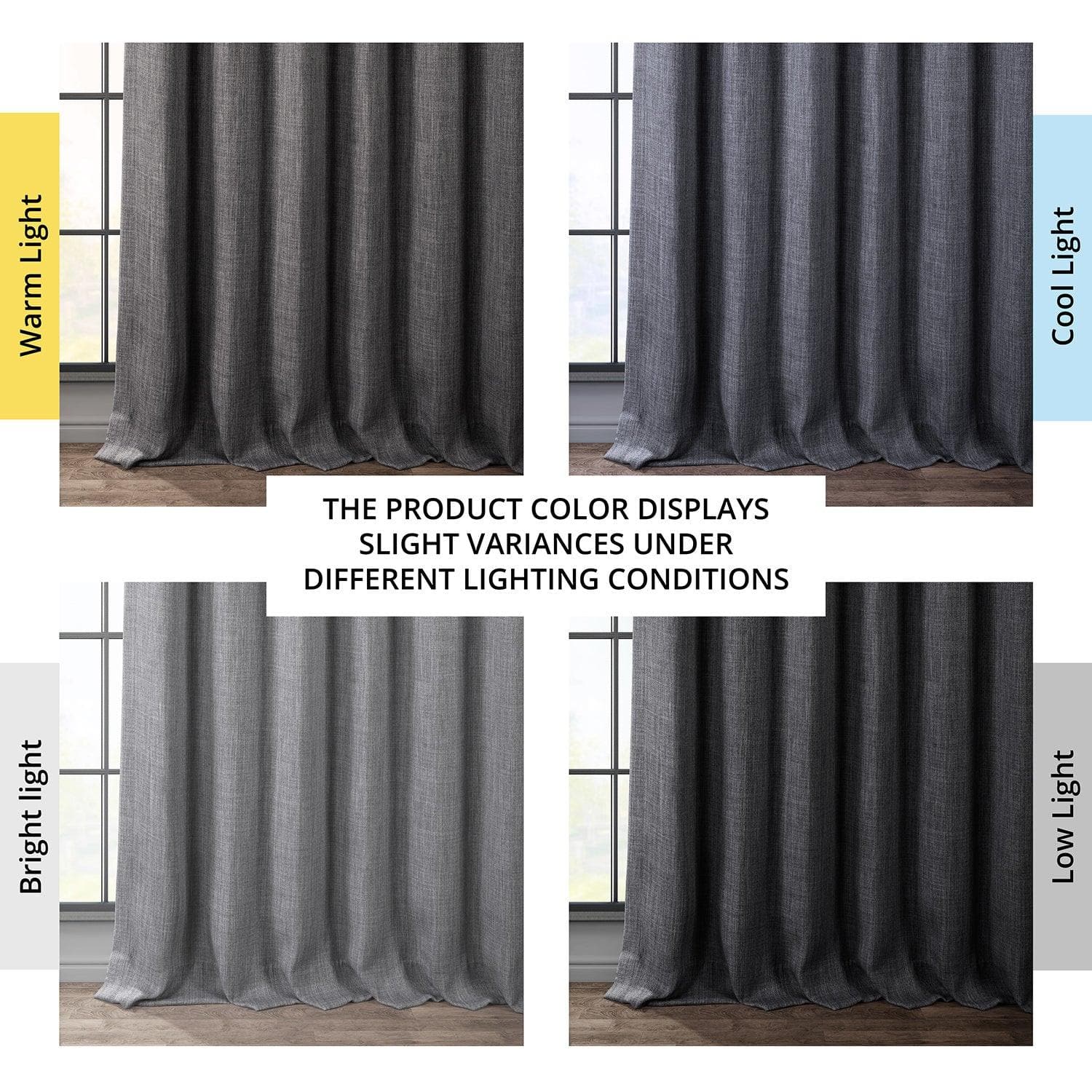 Black Textured Faux Linen Blackout Curtains for Bedroom - Noise Reducing & Thermal Insulated Window Drapes for Living Room, Nursery & Home Theater