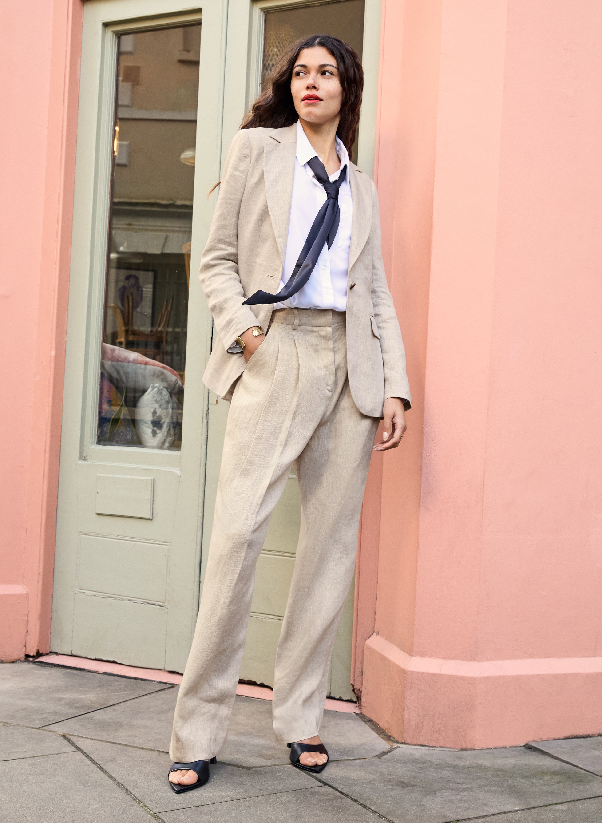 Henrietta Women's Linen Pants - Comfortable High Waisted Wide Leg Trousers for Summer - Perfect for Beach, Office & Casual Wear