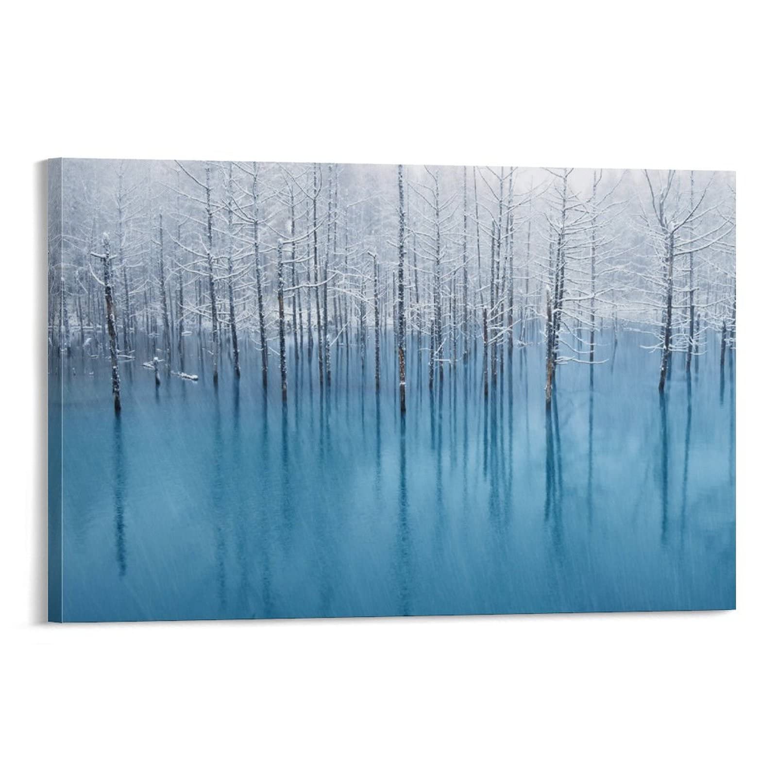 Beautiful Landscape Canvas Wall Art - Cyan Birch Poster for Bedroom & Home Decor, 20x30inch (50x75cm) - Perfect Gift for Housewarming, Living Room & Office Wall Paintings