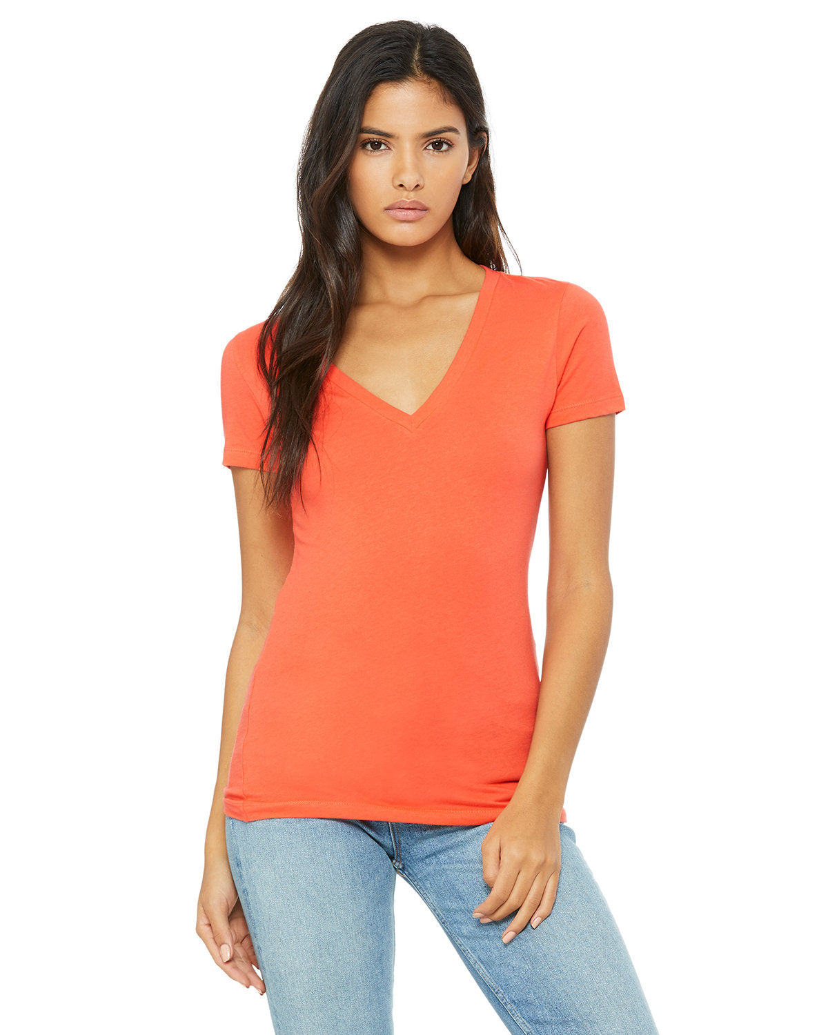 Bella + Canvas B6035 Women's V-Neck Short Sleeve T-Shirt - Soft Jersey Fabric for Casual Wear, Workout & Everyday Comfort