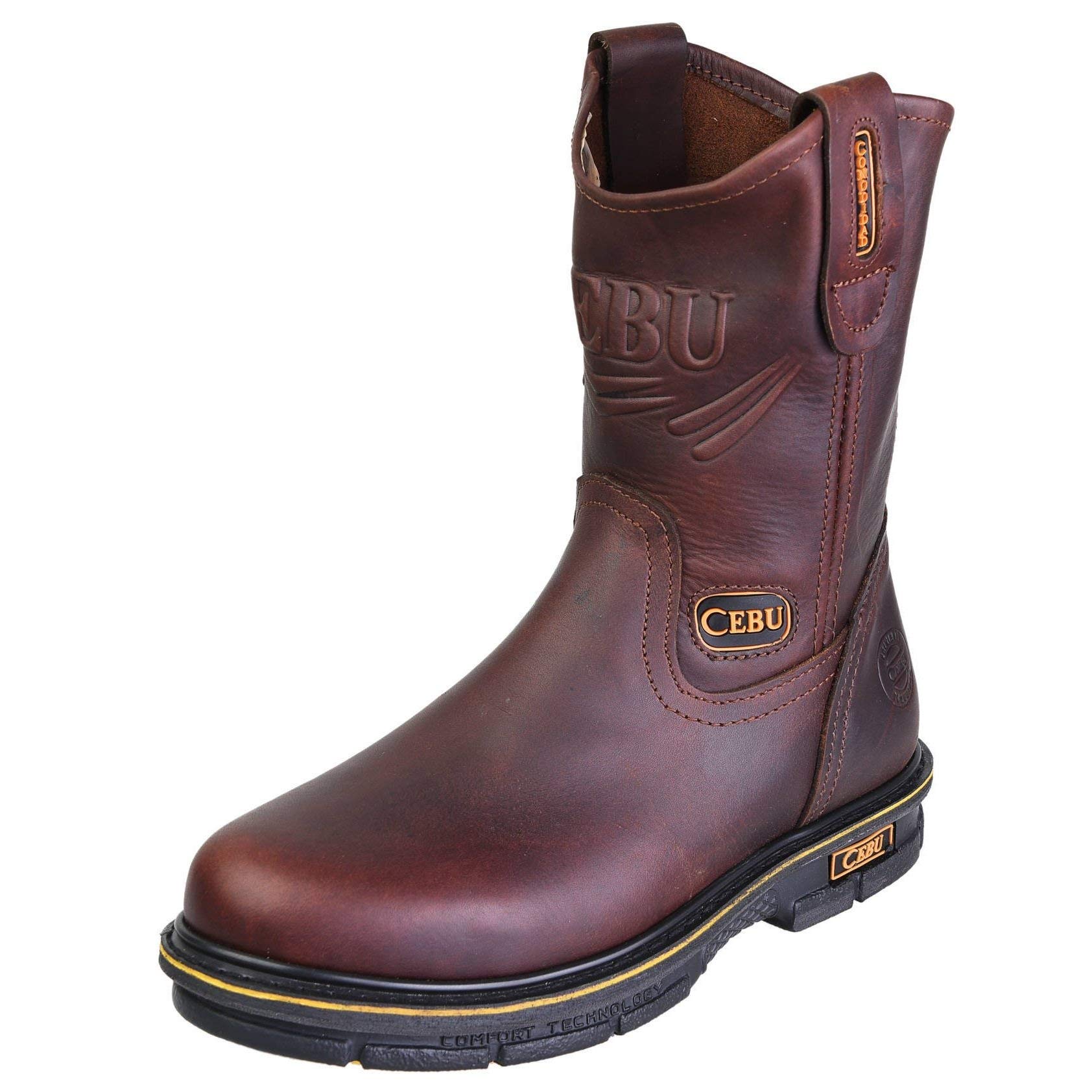 Cebu Men's Max 10 Inch Steel Toe Work Boots - Waterproof & Slip Resistant Safety Shoes for Construction, Warehouse & Outdoor Work