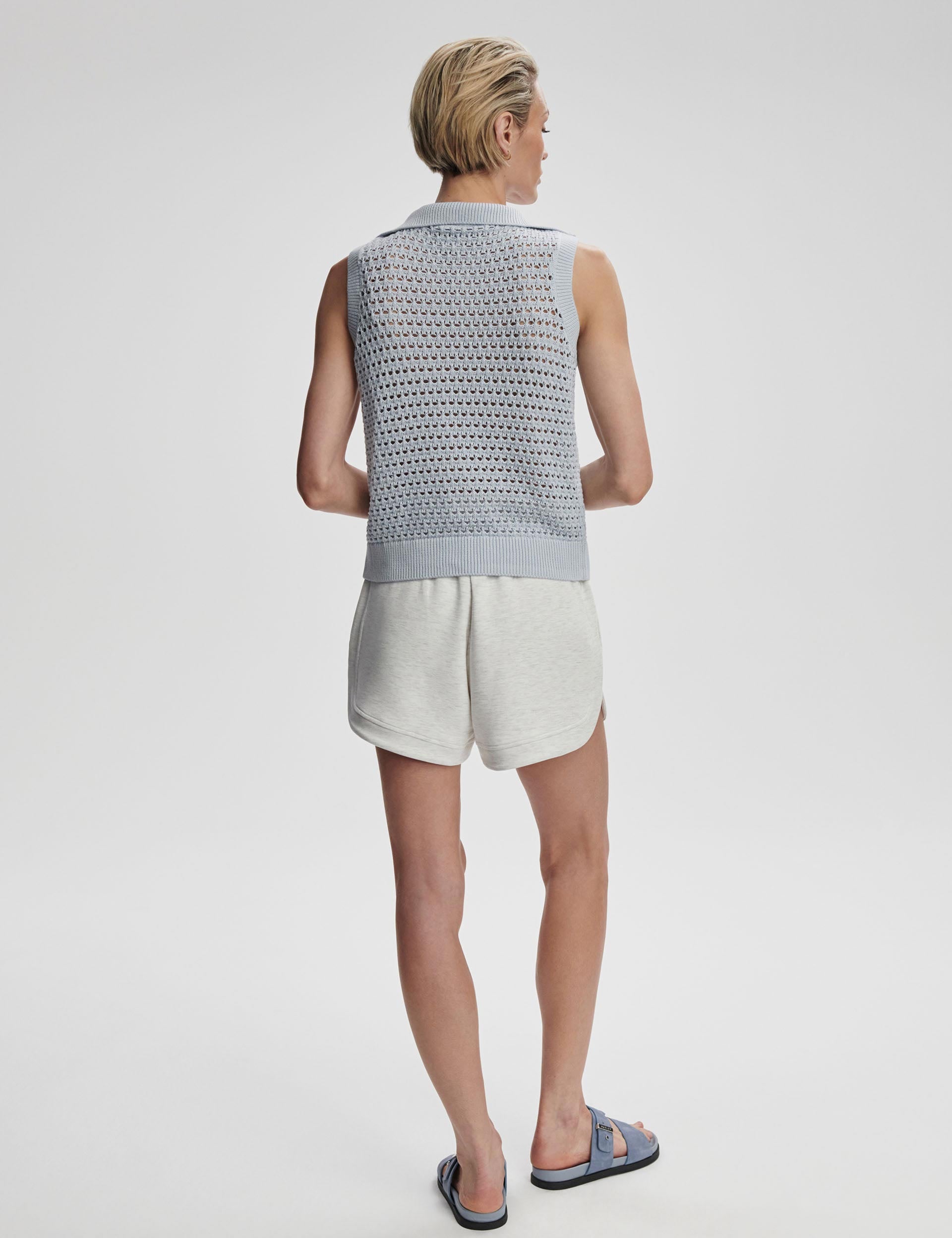 Bains Half Zip Tank Top for Women - Lightweight Plein Blue Workout Shirt - Perfect for Yoga, Running & Gym