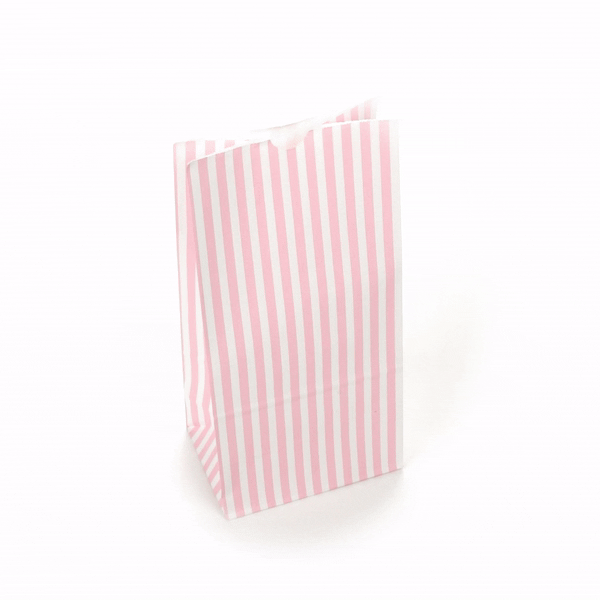 Premium Pink and White Striped Paper Gift Bags - 8 lb Capacity, 6 x 4 x 11.75 Inches - Bulk Pack of 100 - Perfect for Birthday Parties, Baby Showers & Retail Packaging