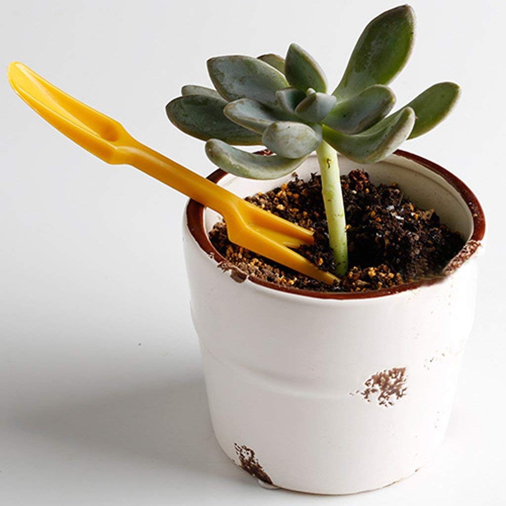 ABchat Plastic Widger with Dibber - 2-in-1 Garden Seedling Tool for Planting, Transplanting & Weeding - Durable Yellow Gardening Hand Tool for Indoor Plants, Seedlings & Herb Gardens