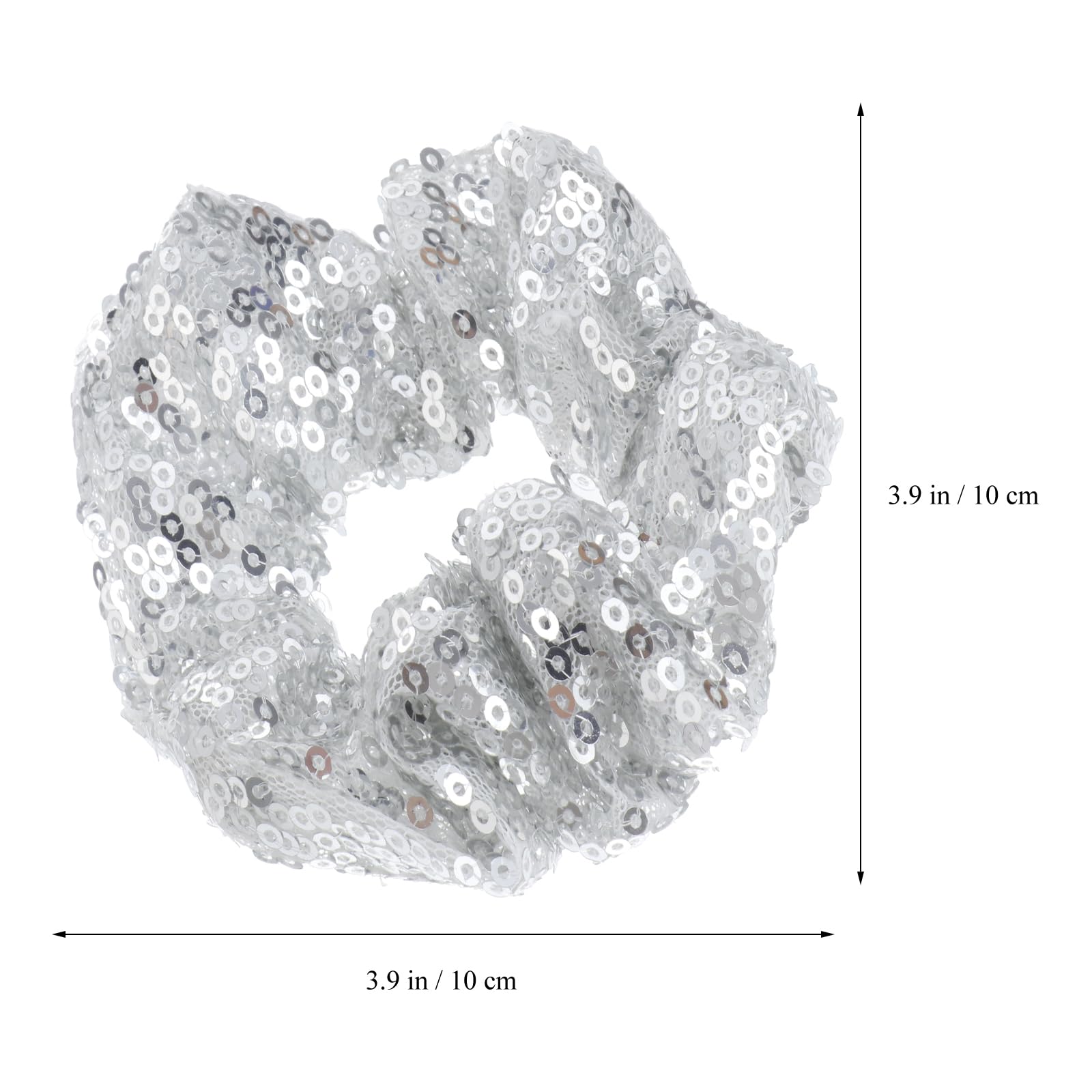 Lurrose Women's Hair Scrunchies 2PCS - Sparkly Silver Sequins Hair Ties, Elastic Ponytail Holders for Girls and Women | Perfect for School, Parties, and Everyday Use