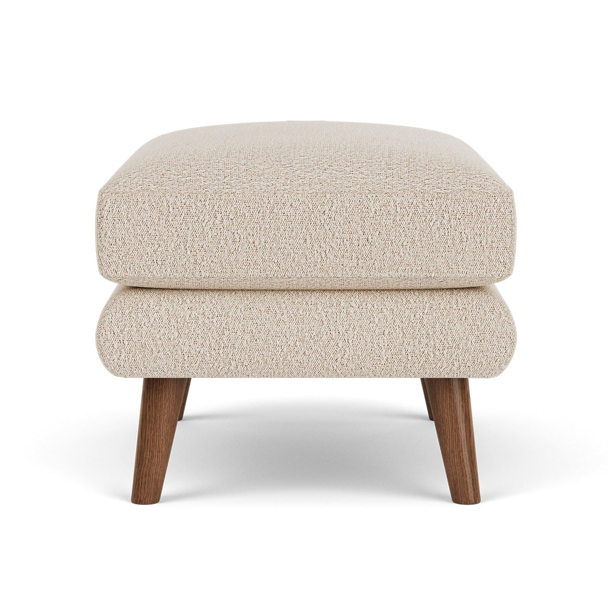 George Boucle Ottoman Stool - Round Tufted Footrest Pouf with Wooden Legs, Perfect for Living Room, Bedroom, or Nursery Decor