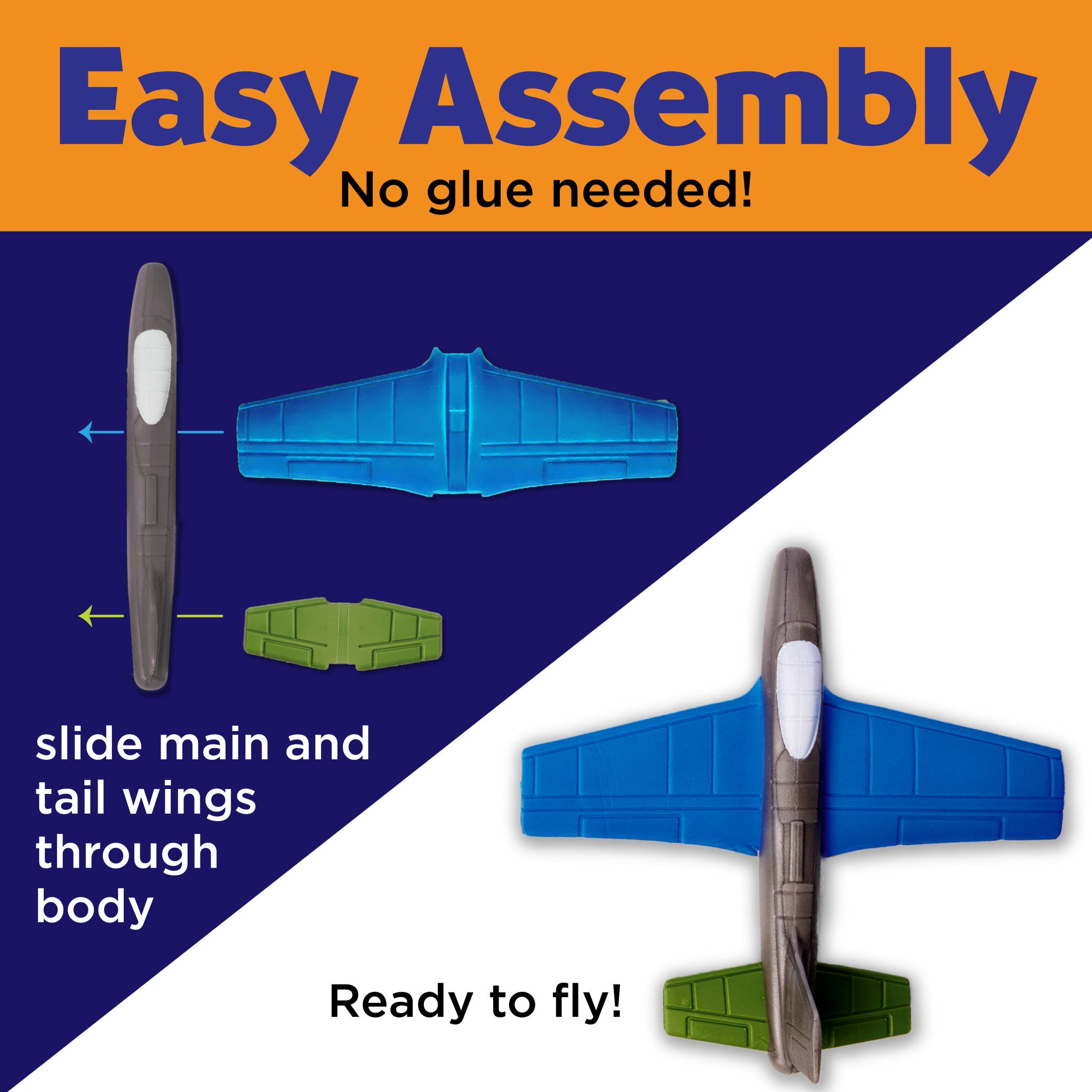 Stunt Squadron Foam Airplane Toys - 3 Pack Foam Glider Planes for Kids Outdoor Games, Birthday Party Favors & Backyard Activities #6454000