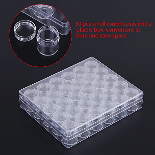 30-Piece Clear Plastic Jewelry Box Organizer with Adjustable Compartments - Small Round Bead Storage Jars & Rectangle Box for Necklaces, Rings, Earrings - Perfect for Travel, Home, and Craft Room Organization