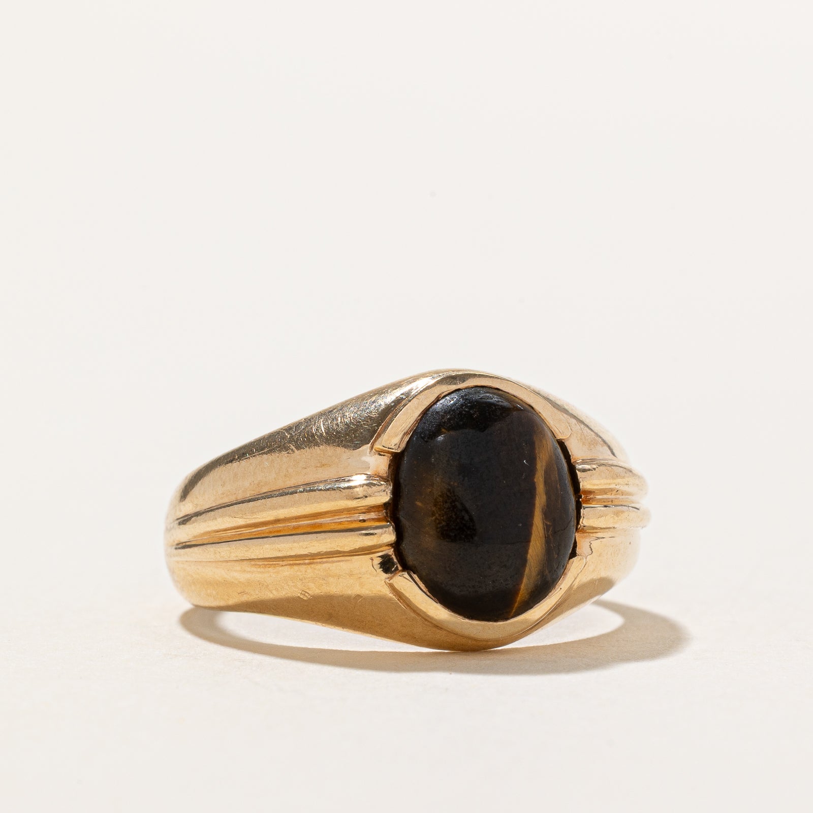 Tigers Eye Grooved Ring for Women - 1.60ct Natural Stone Jewelry - Size 6.75 - Elegant Boho Chic Accessory for Everyday Wear & Special Occasions