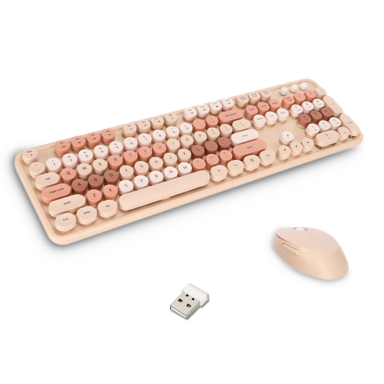 Ergonomic 104 Keys Keyboard and Mouse Combo Set - Cute Sweet Milk Tea Design for Home Office, Gaming & Work | Perfect for Typing, Online Meetings & PC Gaming