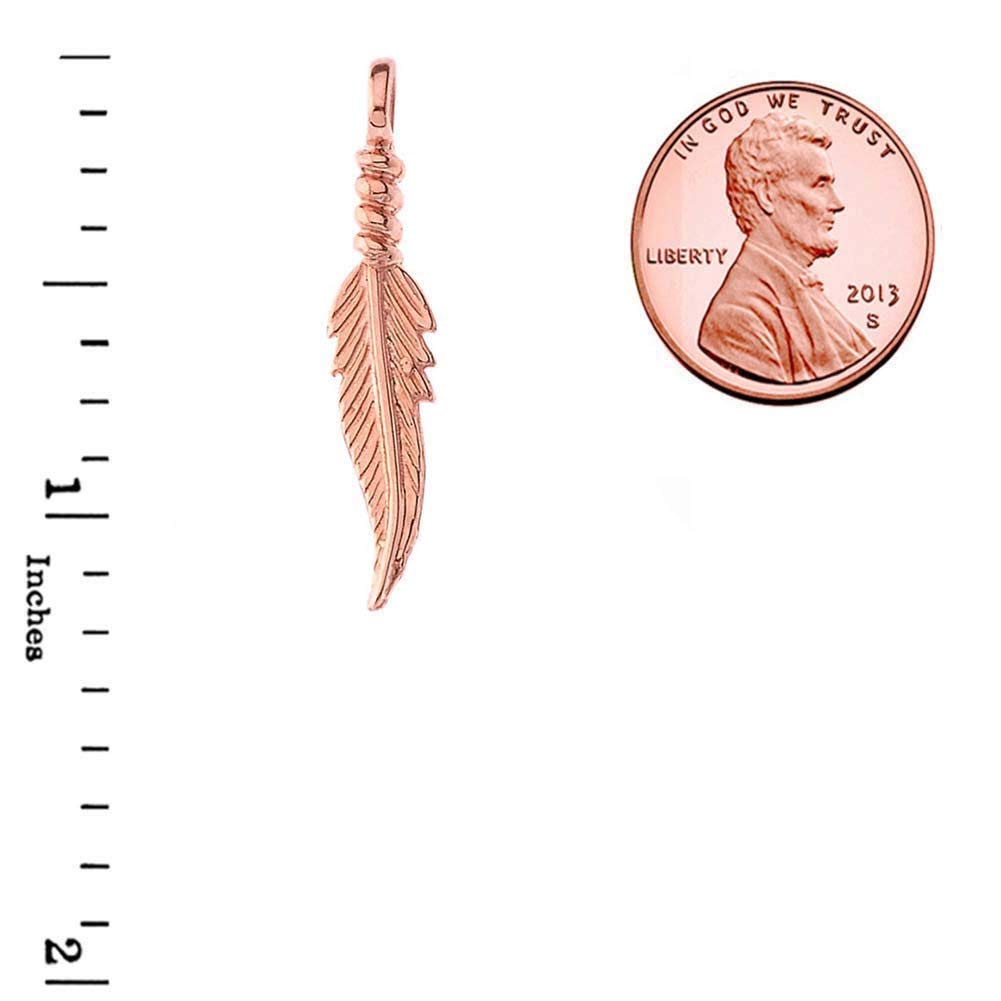 10k Rose Gold Feather Charm Pendant Necklace for Women - Dainty Delicate Jewelry Gift for Her - Perfect for Everyday Wear, Date Nights & Special Occasions