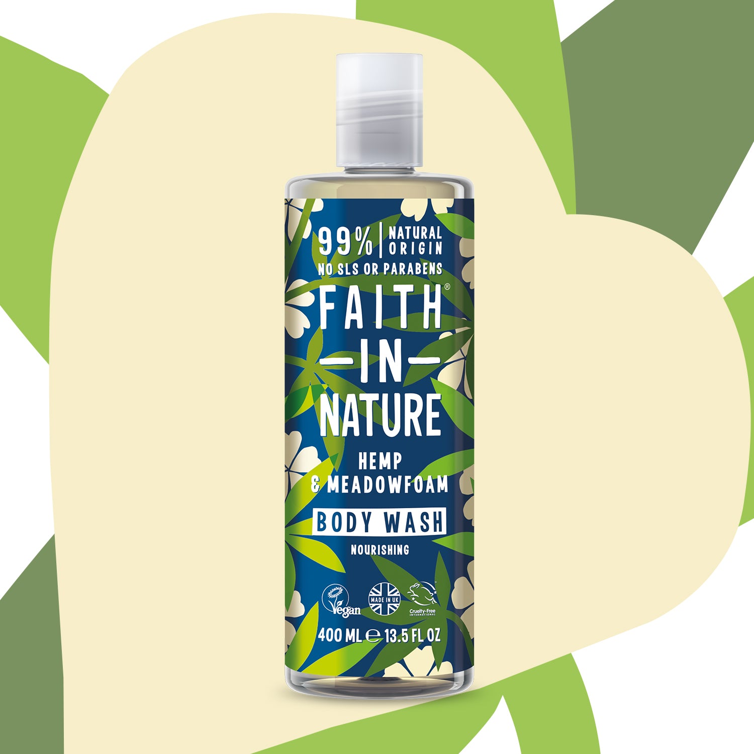 Faith in Nature Hemp & Meadowfoam Body Wash - Organic & Vegan Shower Gel for Dry Skin - Hydrating & Soothing Bath Essential for Daily Skincare Routine