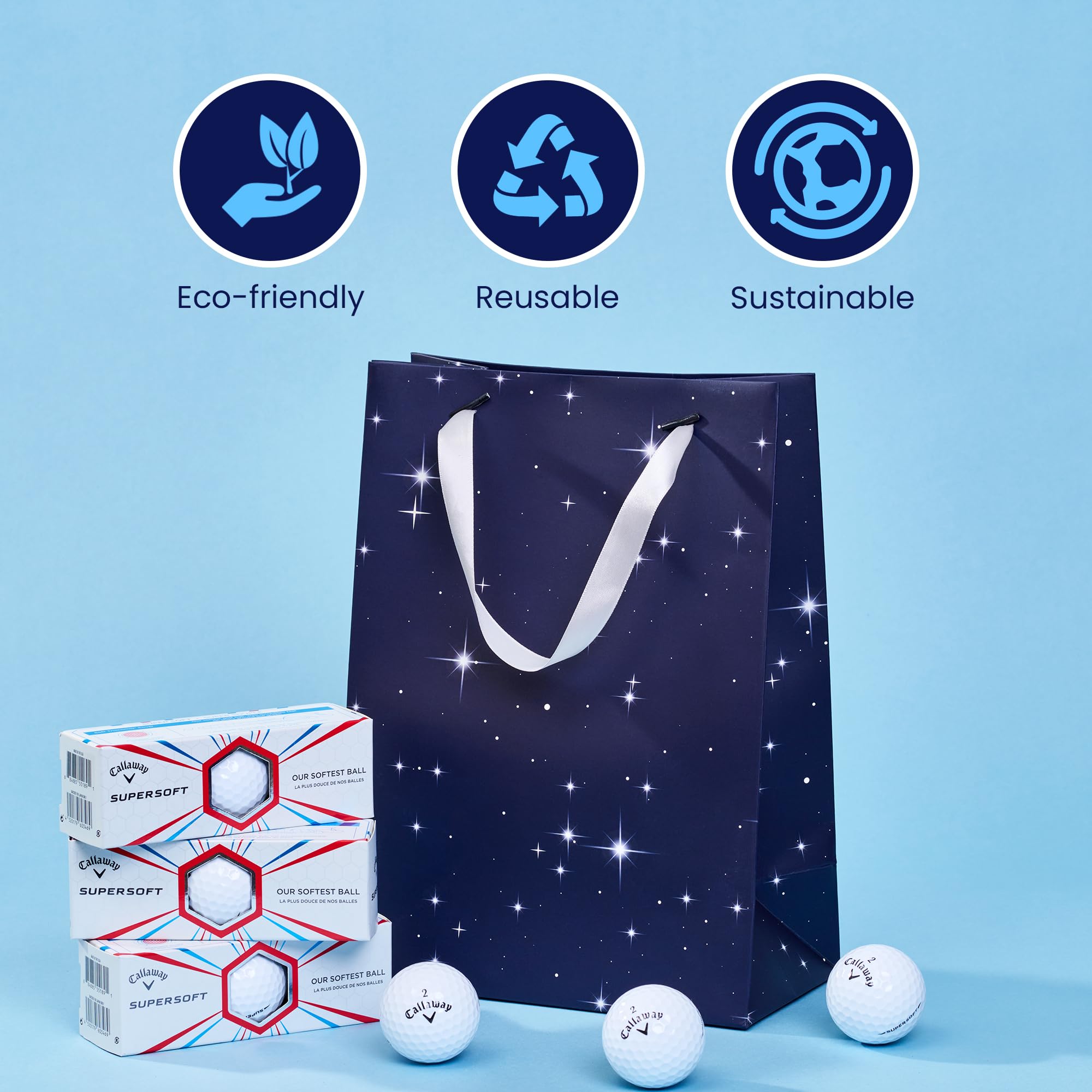 Blue Star Gift Bags (Pack of 6) - Galaxy Themed Party Favor Bags - Space Birthday Party Supplies - Patriotic Christmas Holiday Treat Bags for Candy & Goodies | Perfect for Birthday Parties, Baby Showers, Christmas Celebrations & School Events