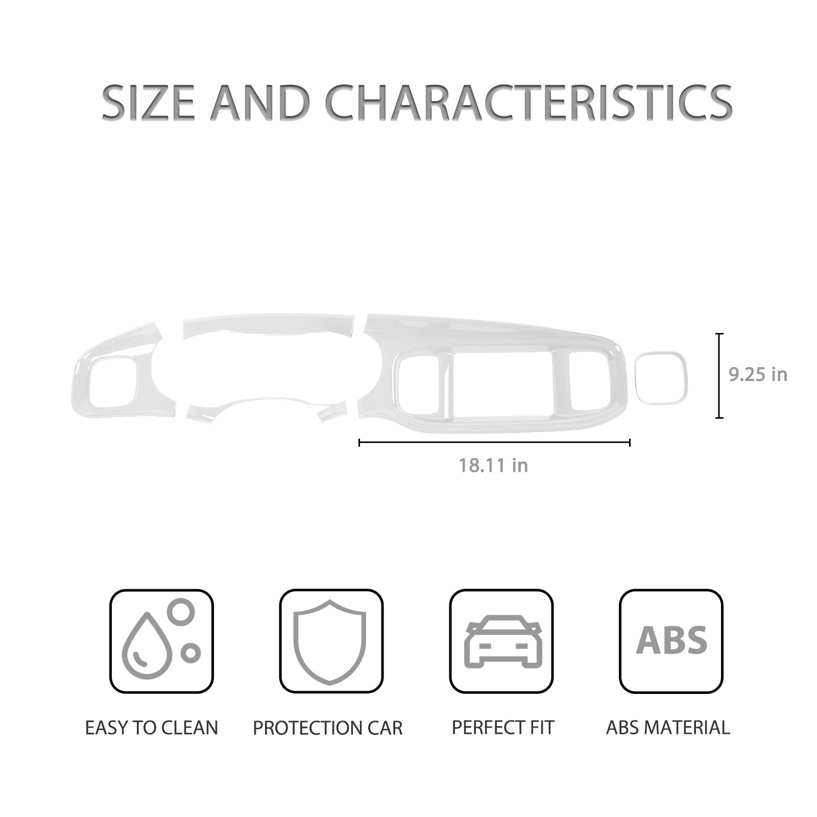 **2015-2024 Dodge Charger ABS White Dashboard Trim Panel Set (5pcs) – Premium Interior Upgrade for Center Console & Gauge Cluster – Perfect for Custom Car Styling & Enhanced Aesthetics**