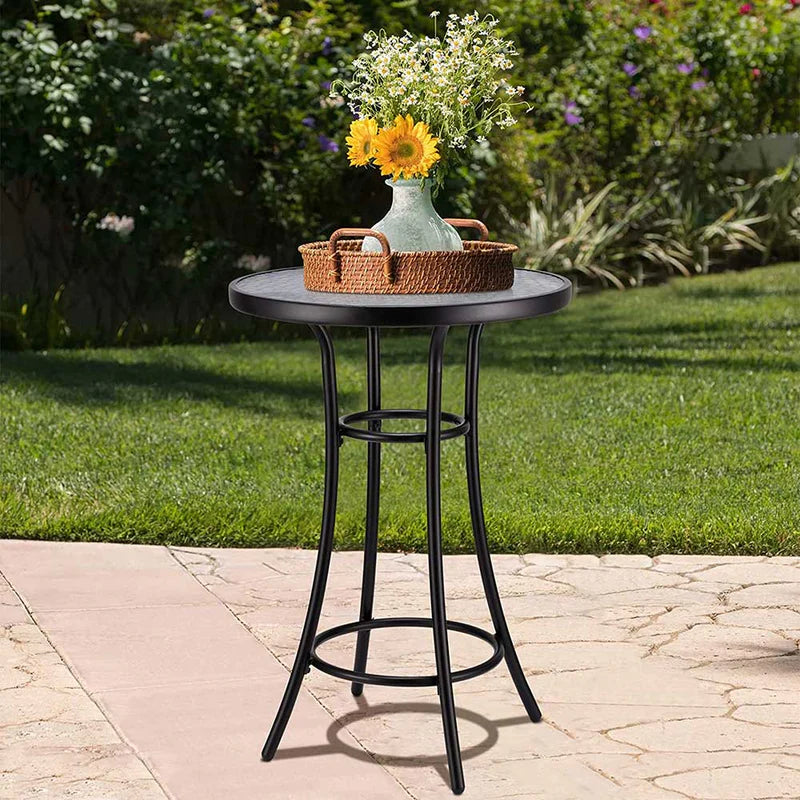 Tempered Glass Metal Outdoor Patio Dining Table - Perfect for Backyard, Garden, and Poolside Gatherings