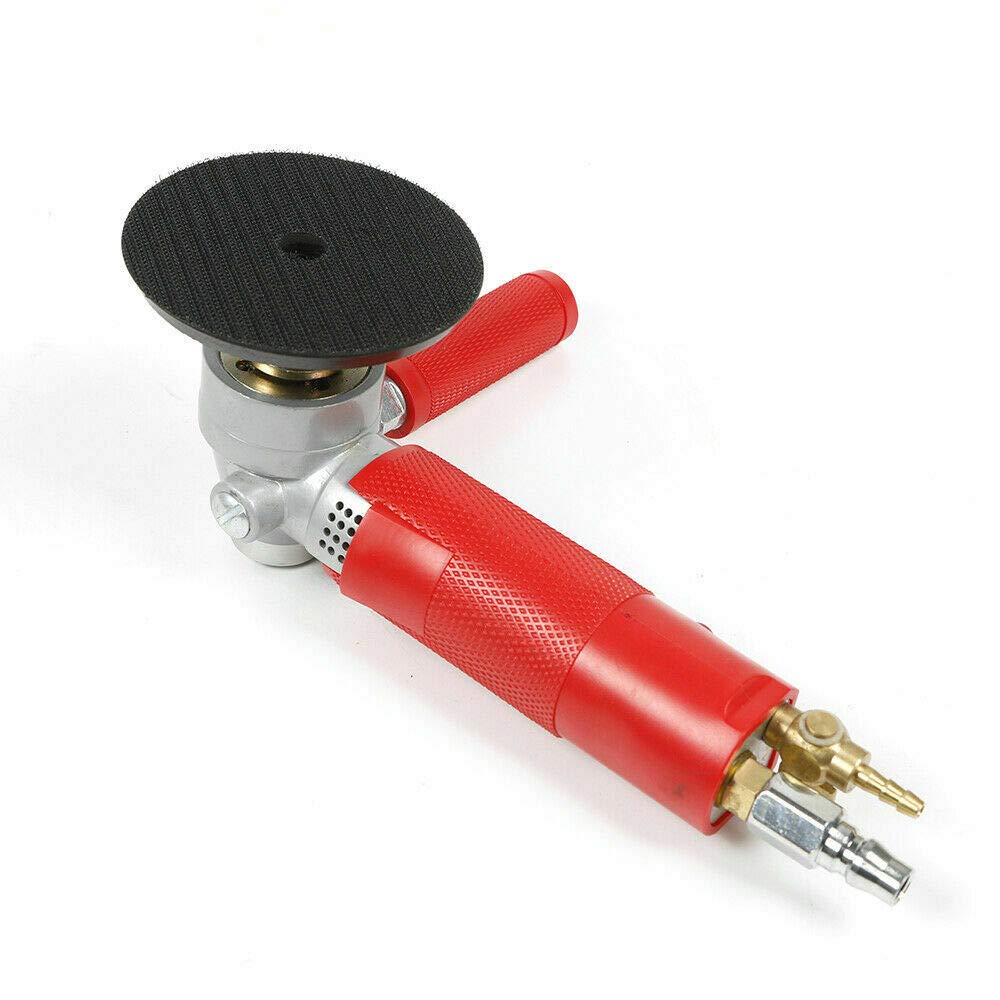 **4 Inch Pneumatic Air Wet Stone Polisher - M16 Thread Water Jet Sander for Granite, Marble & Concrete - Red BC-WS100 (Ideal for Countertops, Floors & DIY Stone Polishing Projects)**