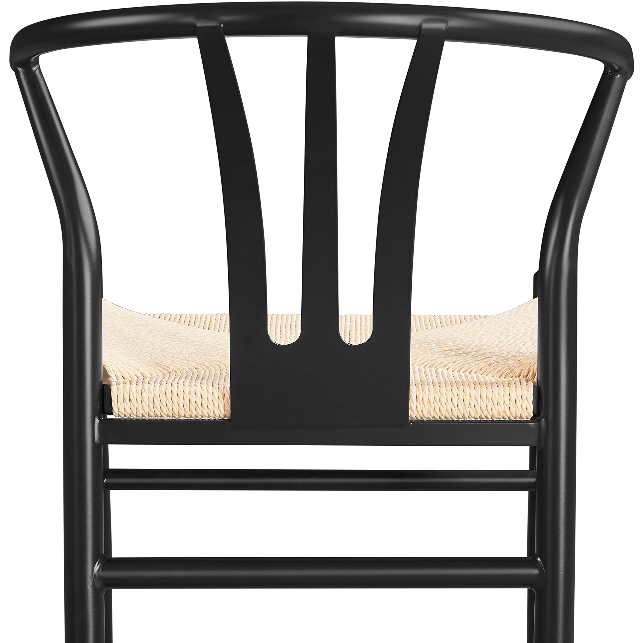 Topeakmart Set of 2 Black Metal Dining Chairs - High Back Industrial Weave Arm Chairs, Mid-Century Modern Style for Kitchen, Dining Room, Restaurant & Cafe