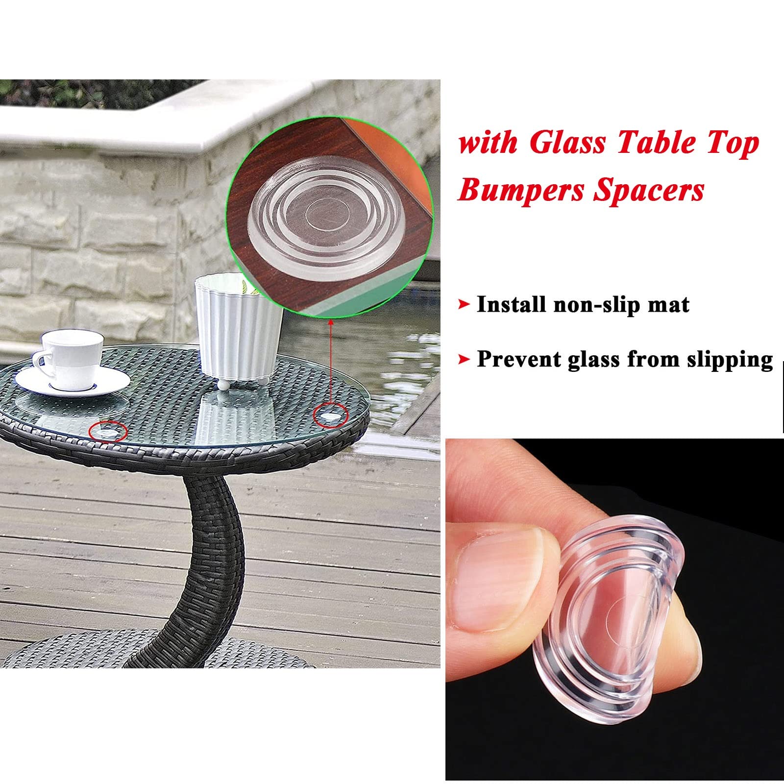 V3VOGUE Round Tempered Glass Table Top for Outdoor Patio - 9mm Thick Durable Wear-Resistant Glass (20/30/40 Inch Diameter) with Protective Bumpers & Spacers - Perfect for Dining, Lounging, and Outdoor Entertaining