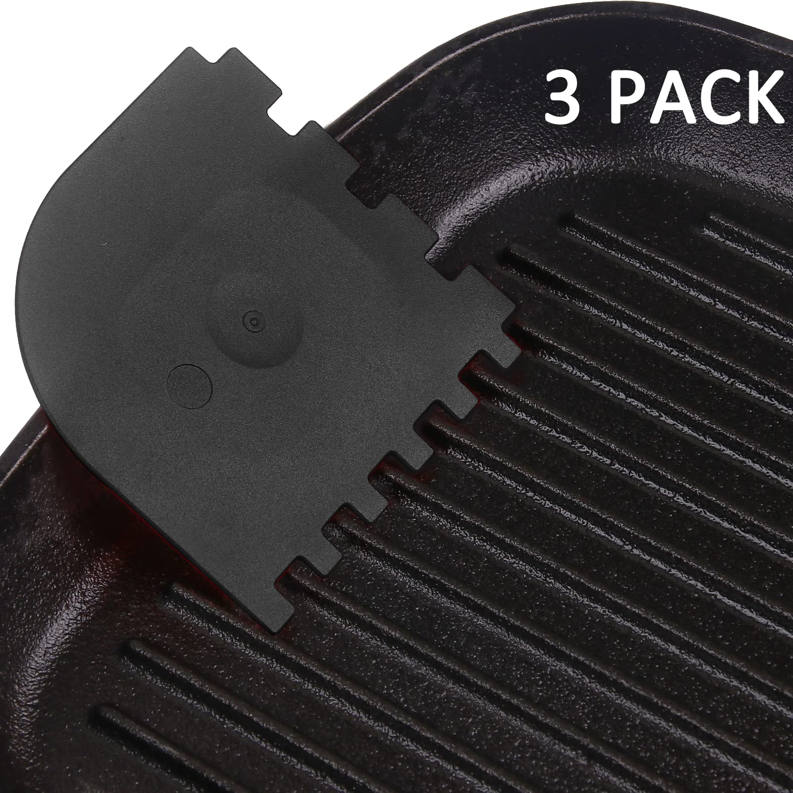 3-Piece Plastic Grill Pan Scraper Tool Set - Heavy Duty Griddle Cleaner for Cast Iron, Stainless Steel & Non-Stick Pans - Essential Kitchen Cleaning Accessories for BBQ, Camping & Home Cooking
