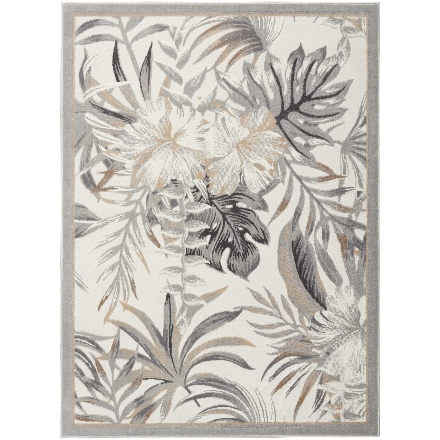 Nourison Pompeii Tropical Ivory/Grey 5'3