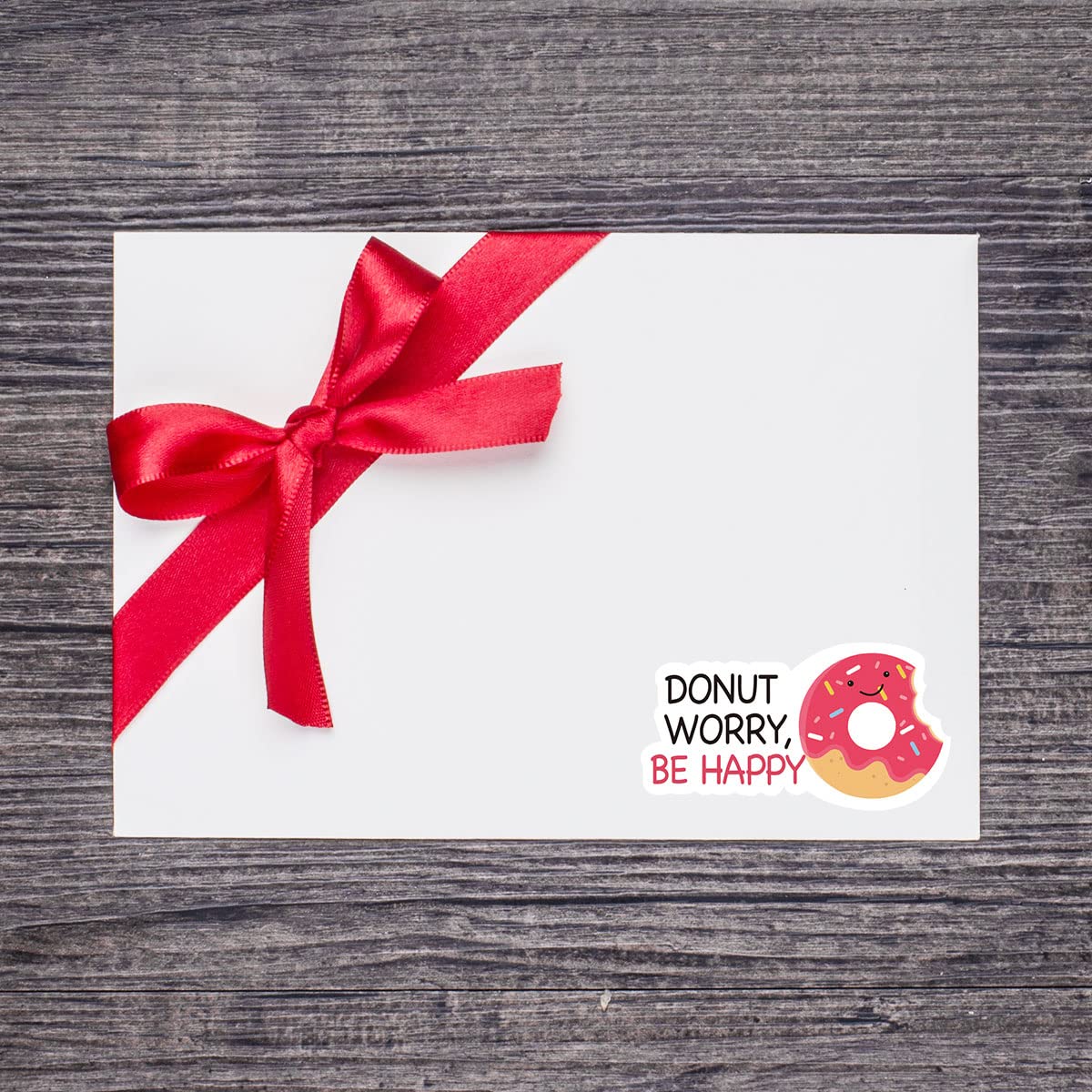 Donut Worry Be Happy Stickers - 500 Labels/Roll for Small Business & Online Retailers