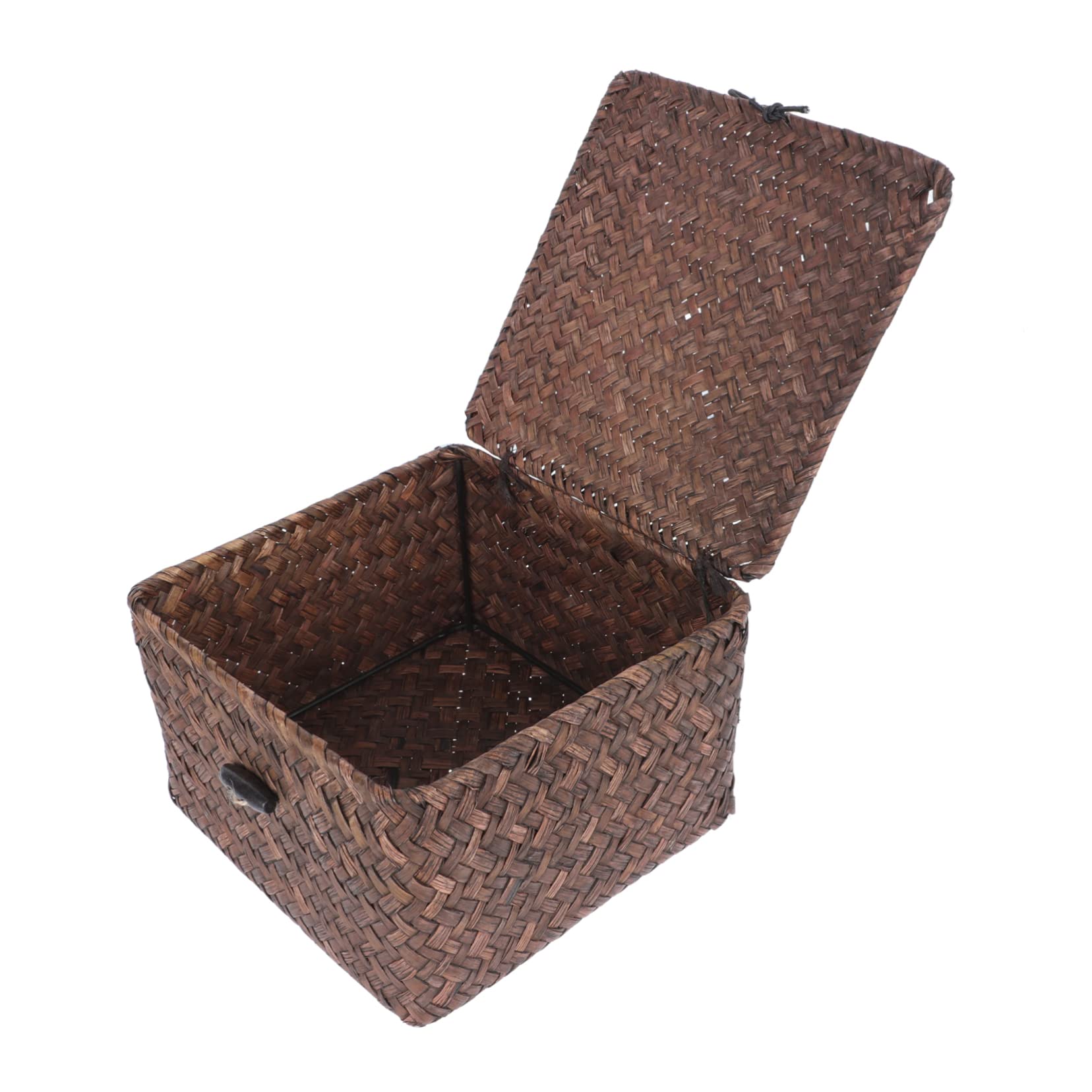 STOBAZA Seagrass Woven Storage Basket with Lid - Natural Home Organization Bin for Laundry, Toys, Blankets & Clothes | Stylish Decorative Storage Solution for Living Room, Bedroom & Nursery | Eco-Friendly Household Organizer