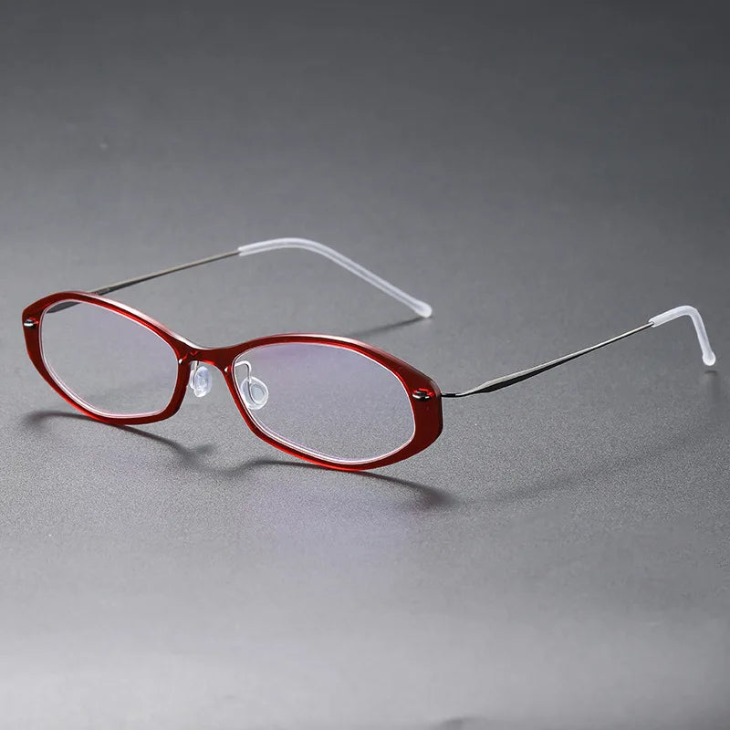 Aimee Women's Full Rim Oval Screwless Titanium Acetate Eyeglasses Frame 6509 - Lightweight & Durable for Office, Reading & Everyday Wear